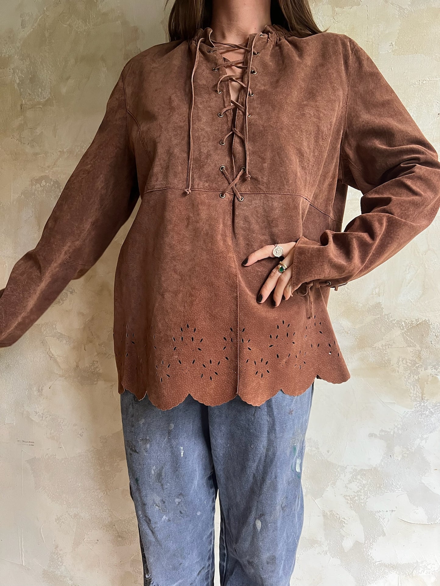 Chocolate Brown Suede Shirt