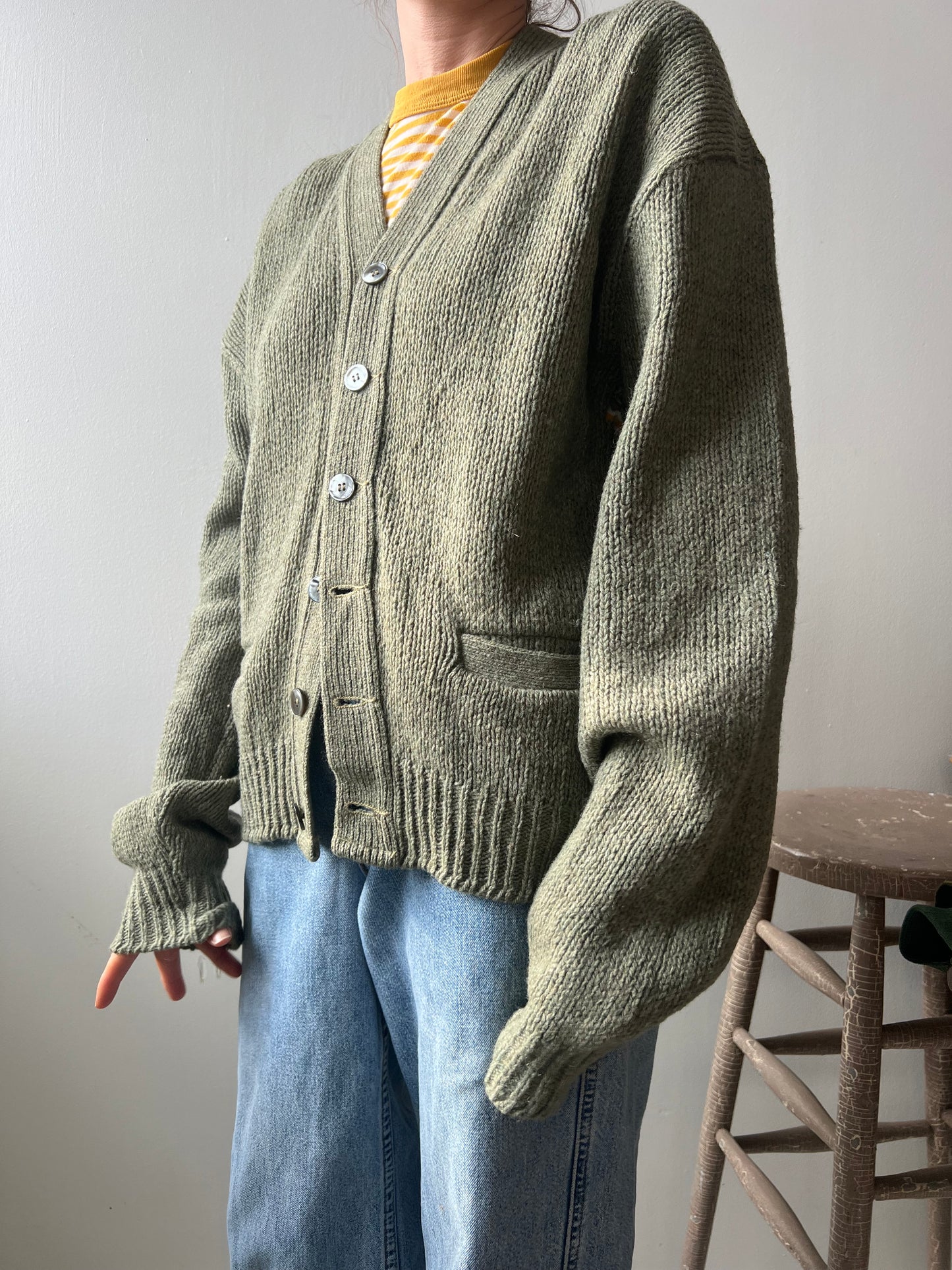 Sage Green Wool Cardigan
