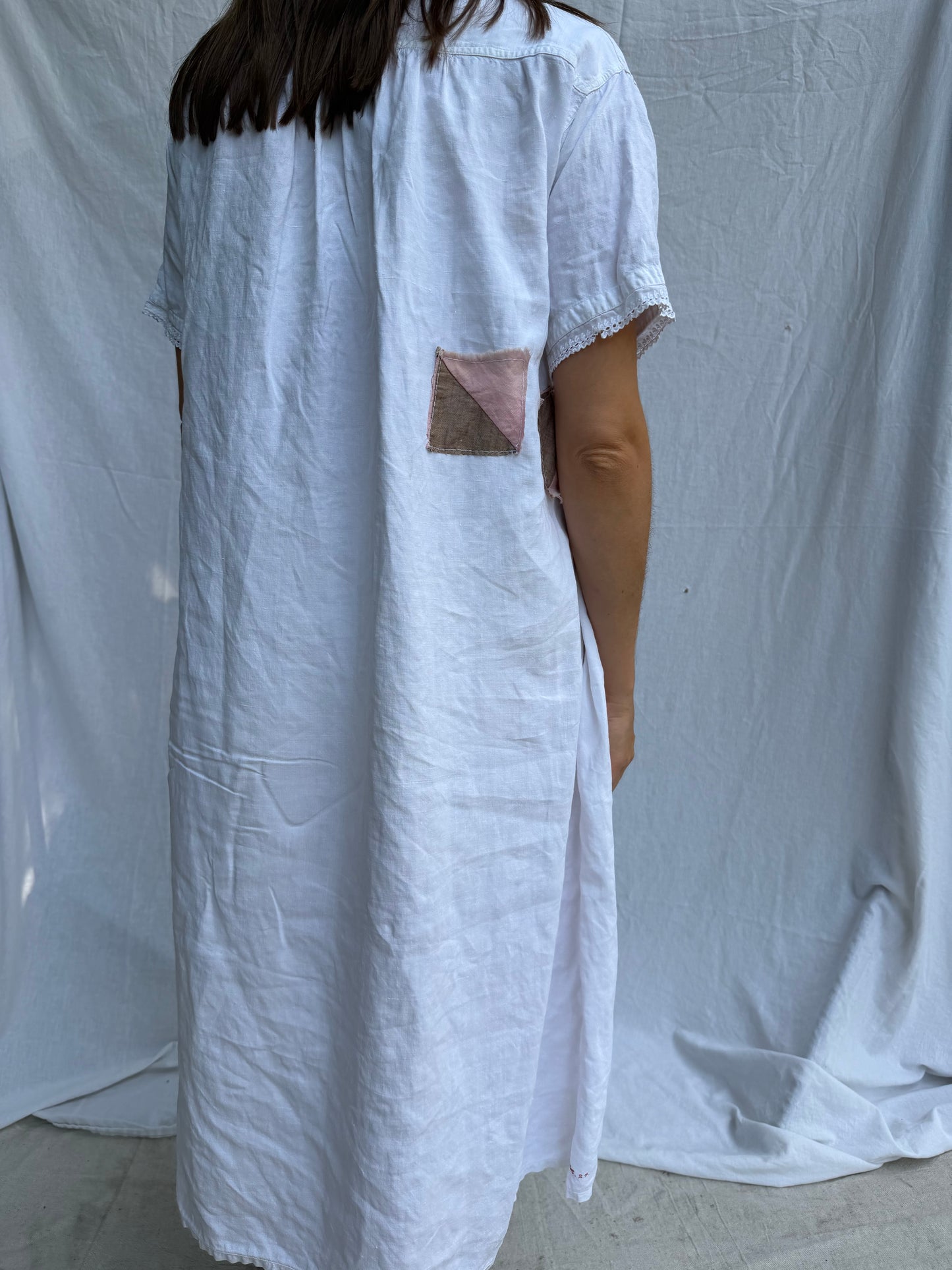 Antique Italian White Linen Smock