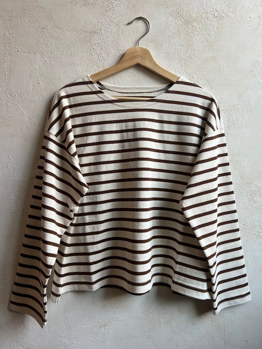 Sailor Top in Coffee Stripe by Le Bon Shoppe