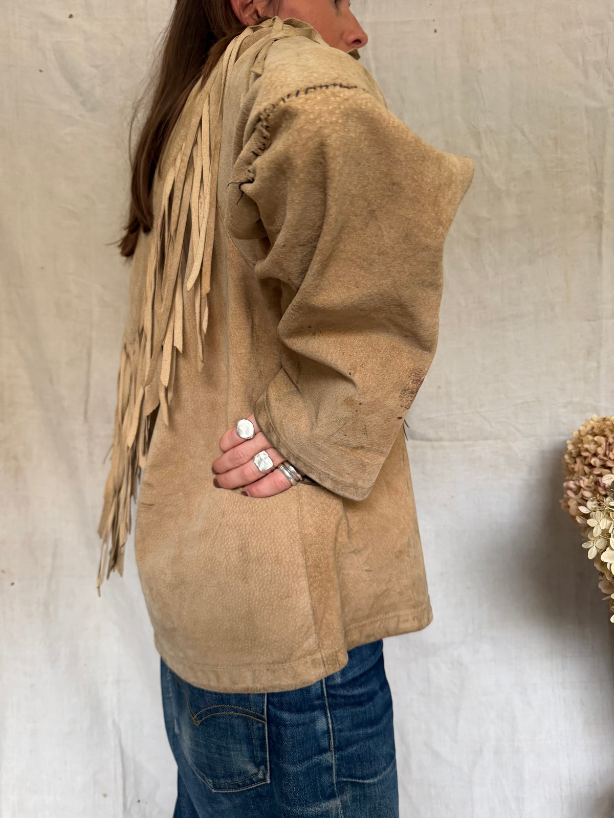 Suede Fringe Pullover