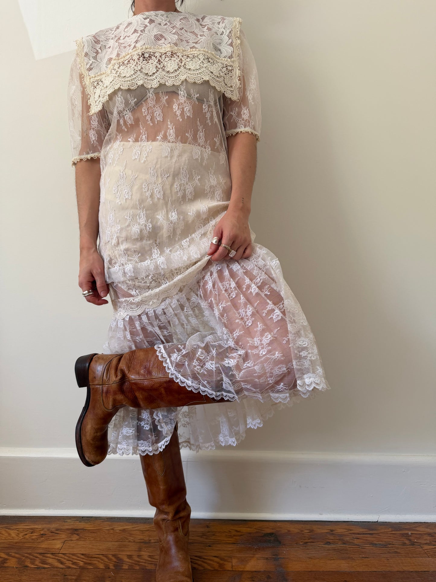 Sheer White Lace Overlay