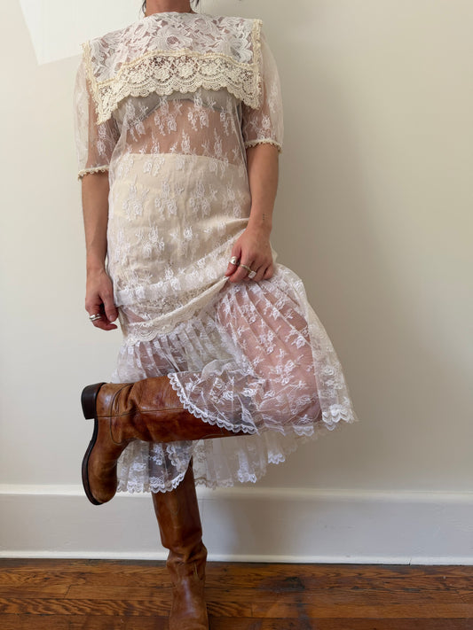 Sheer White Lace Overlay