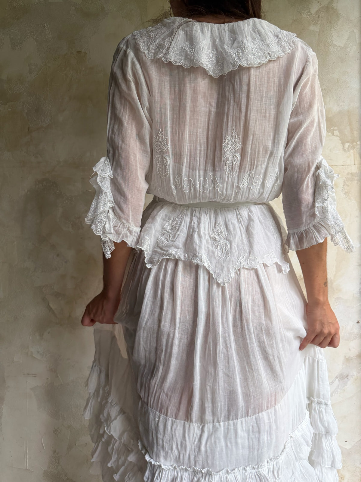 Edwardian White Ruffle Tea Dress