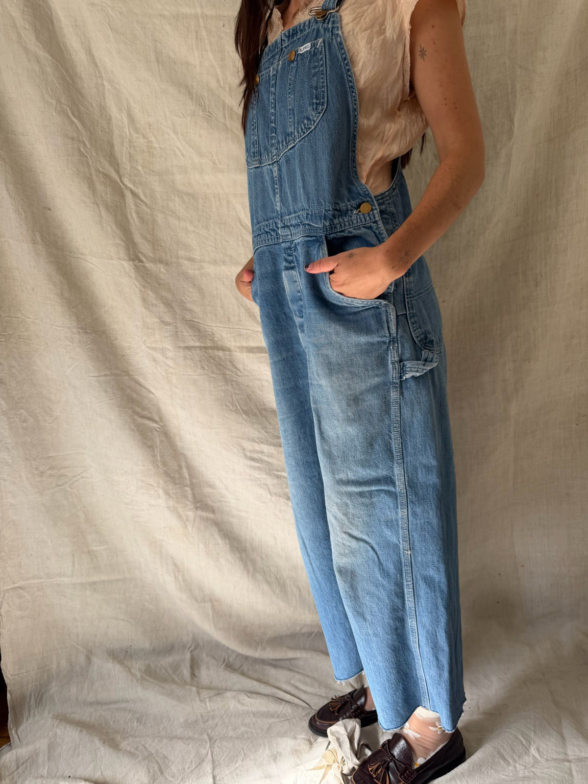 Lee Raw Hem Denim Overalls