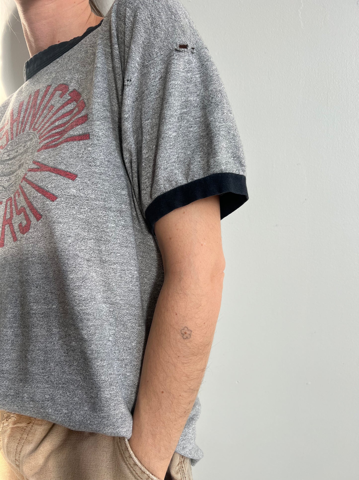 Grey Faded Washington University Tee