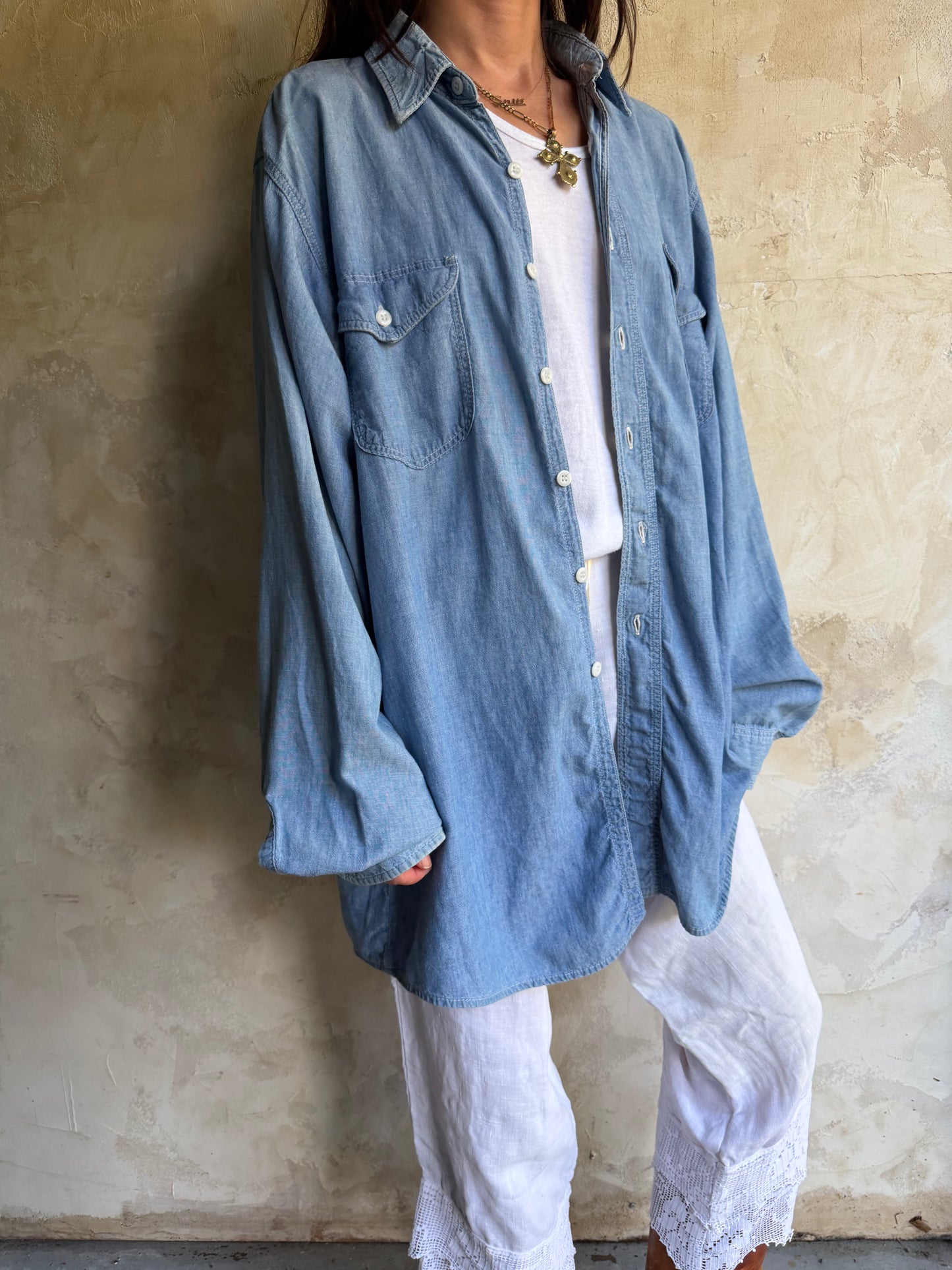 Super Thin Denim Button Up