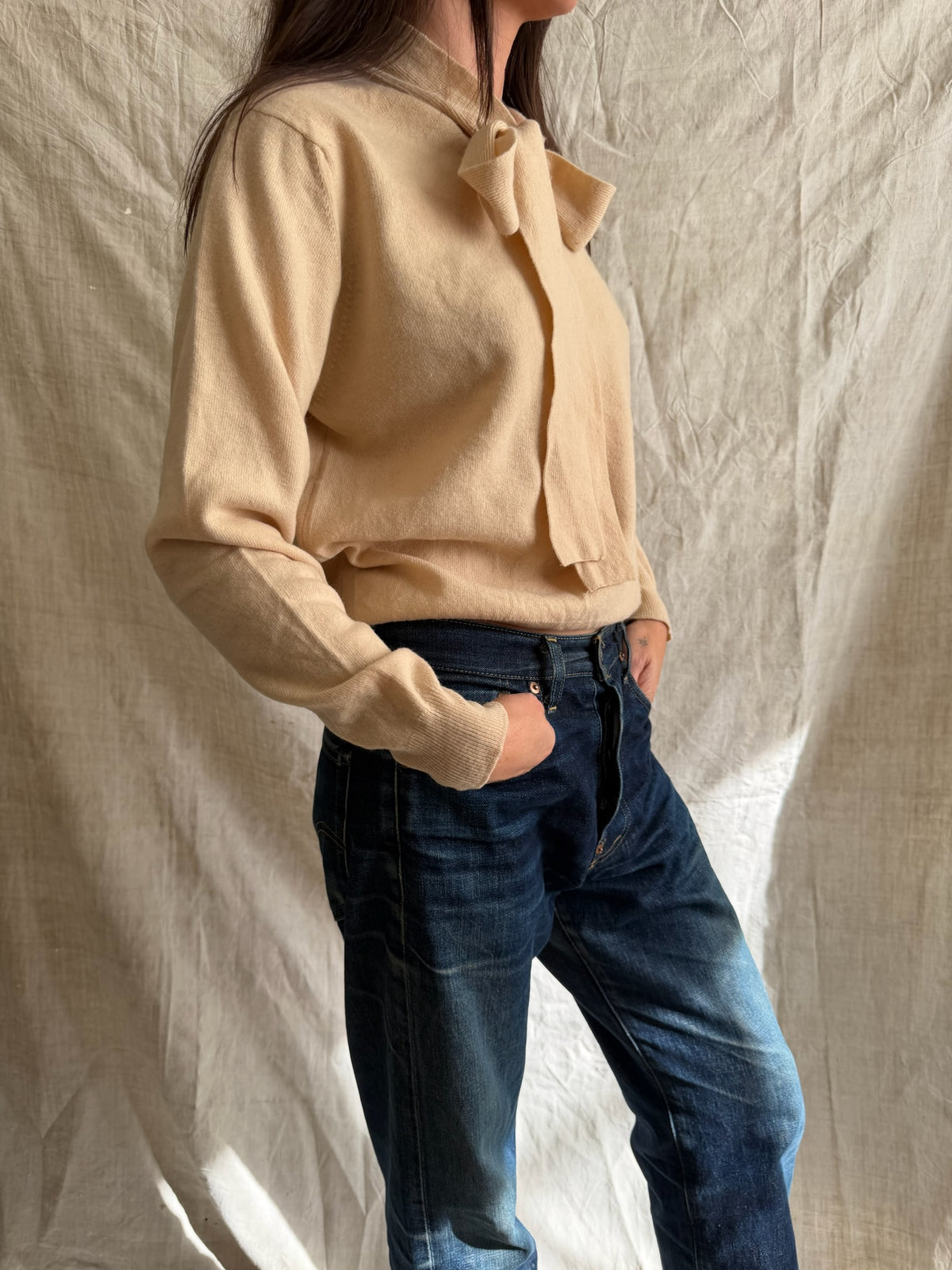Beige Bow Knit