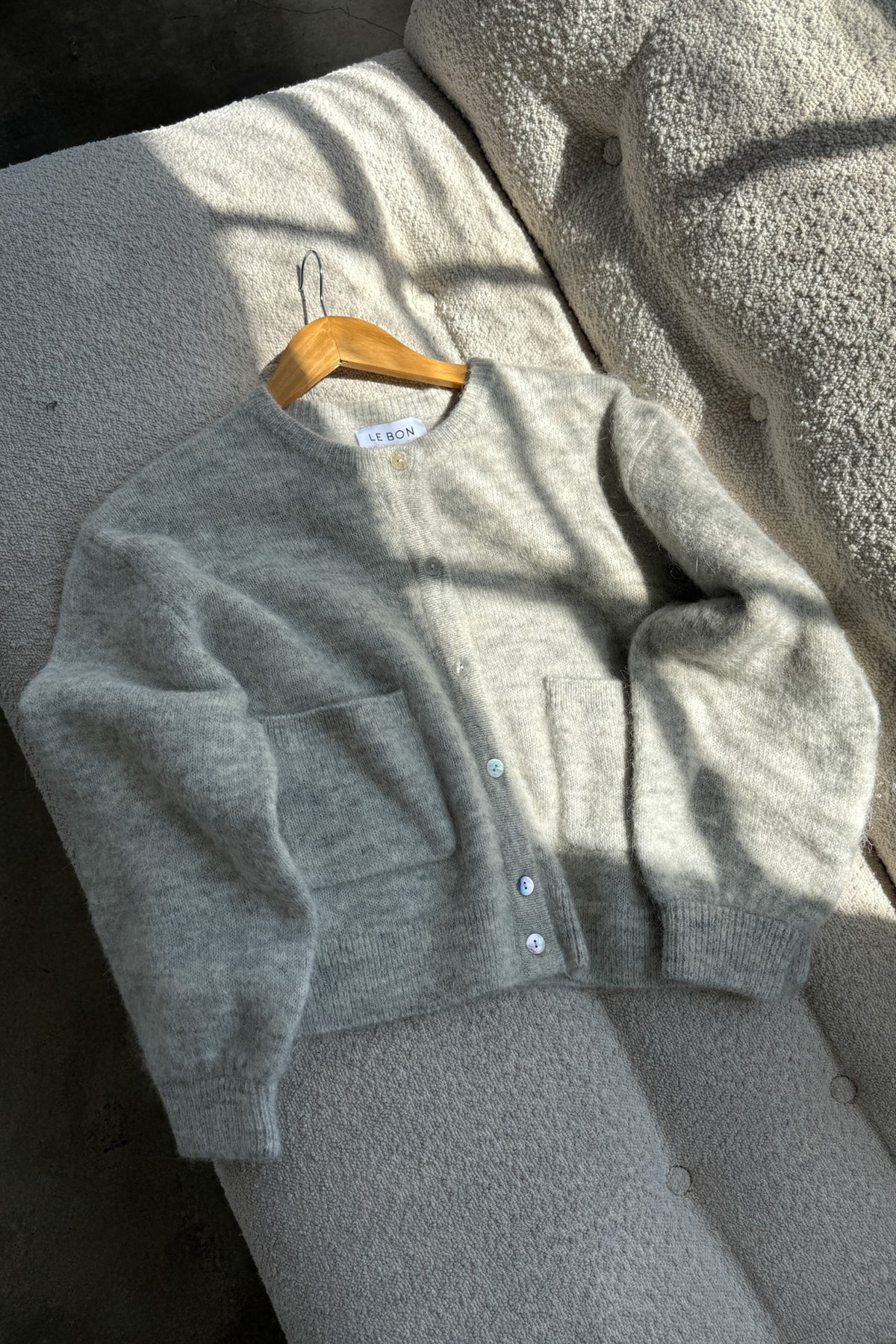 Amélie Alpaca Cardigan in Light Grey By Le Bon Shoppe