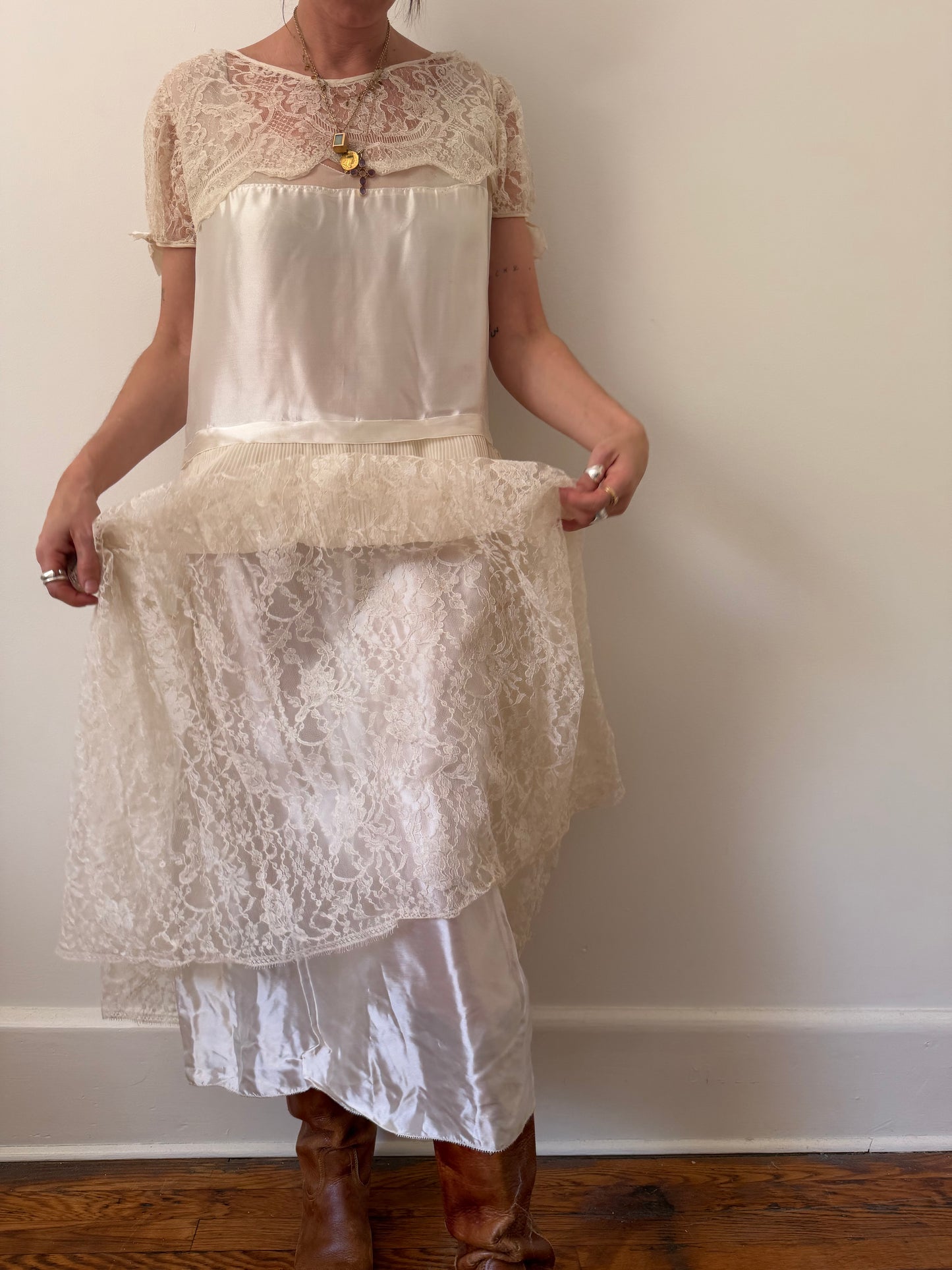 1930s Silk + Lace Wedding Dress