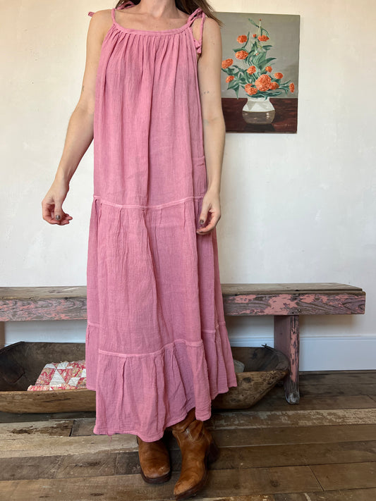 Oaxacan Tank Dress in Cosmo Pink