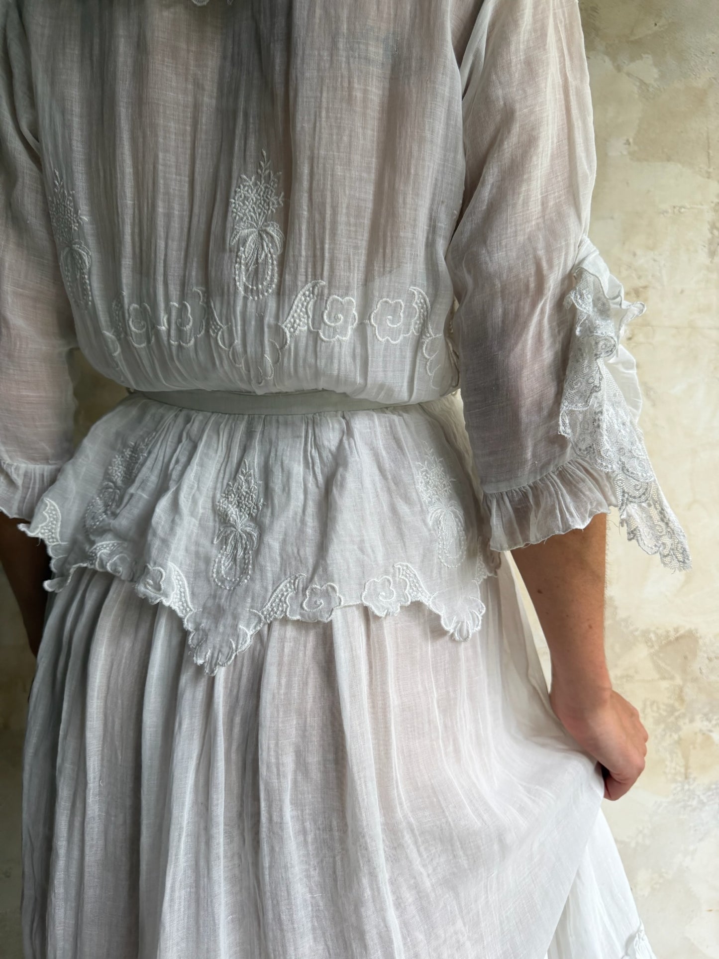 Edwardian White Ruffle Tea Dress