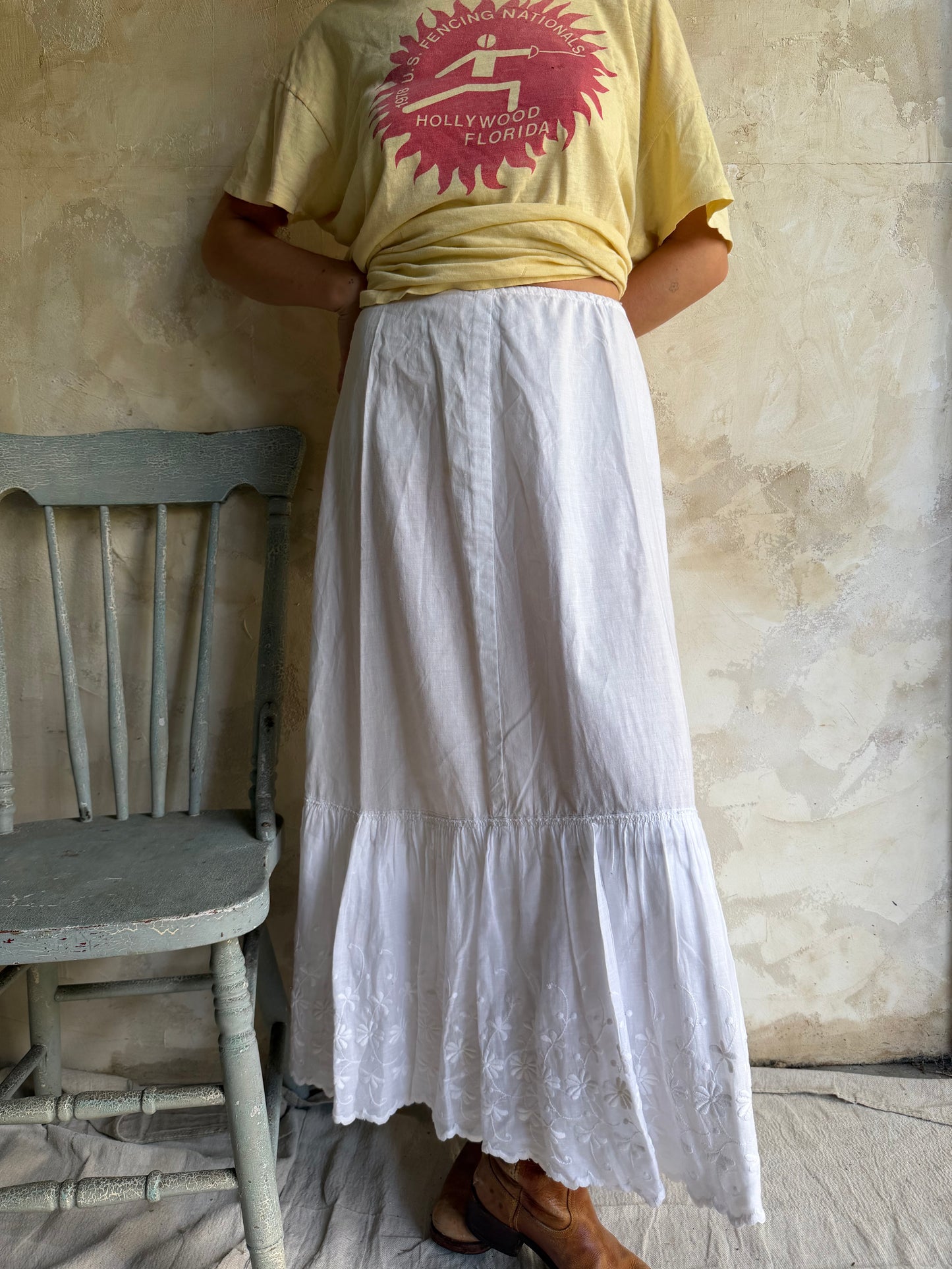 Edwardian White Ruffled Skirt