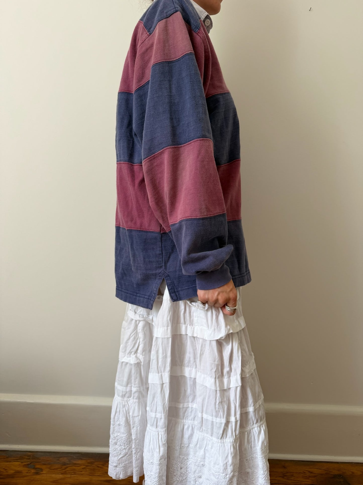 Faded Maroon and Navy Rugby Jersey