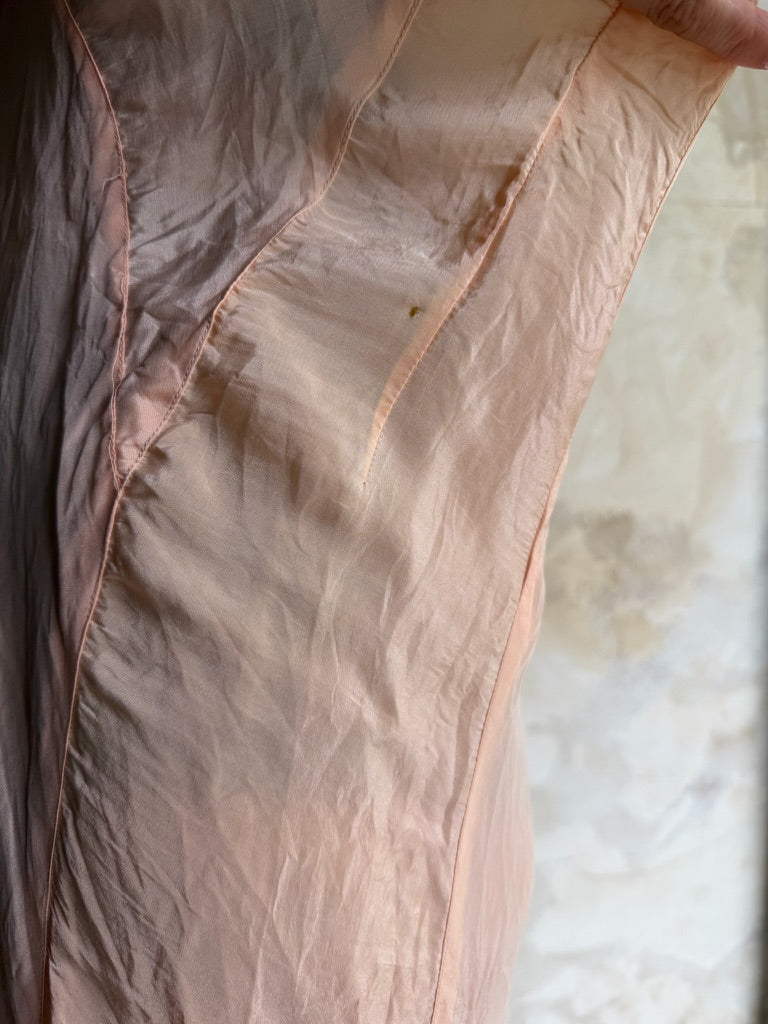 1940s Peachy Silk Slip Dress