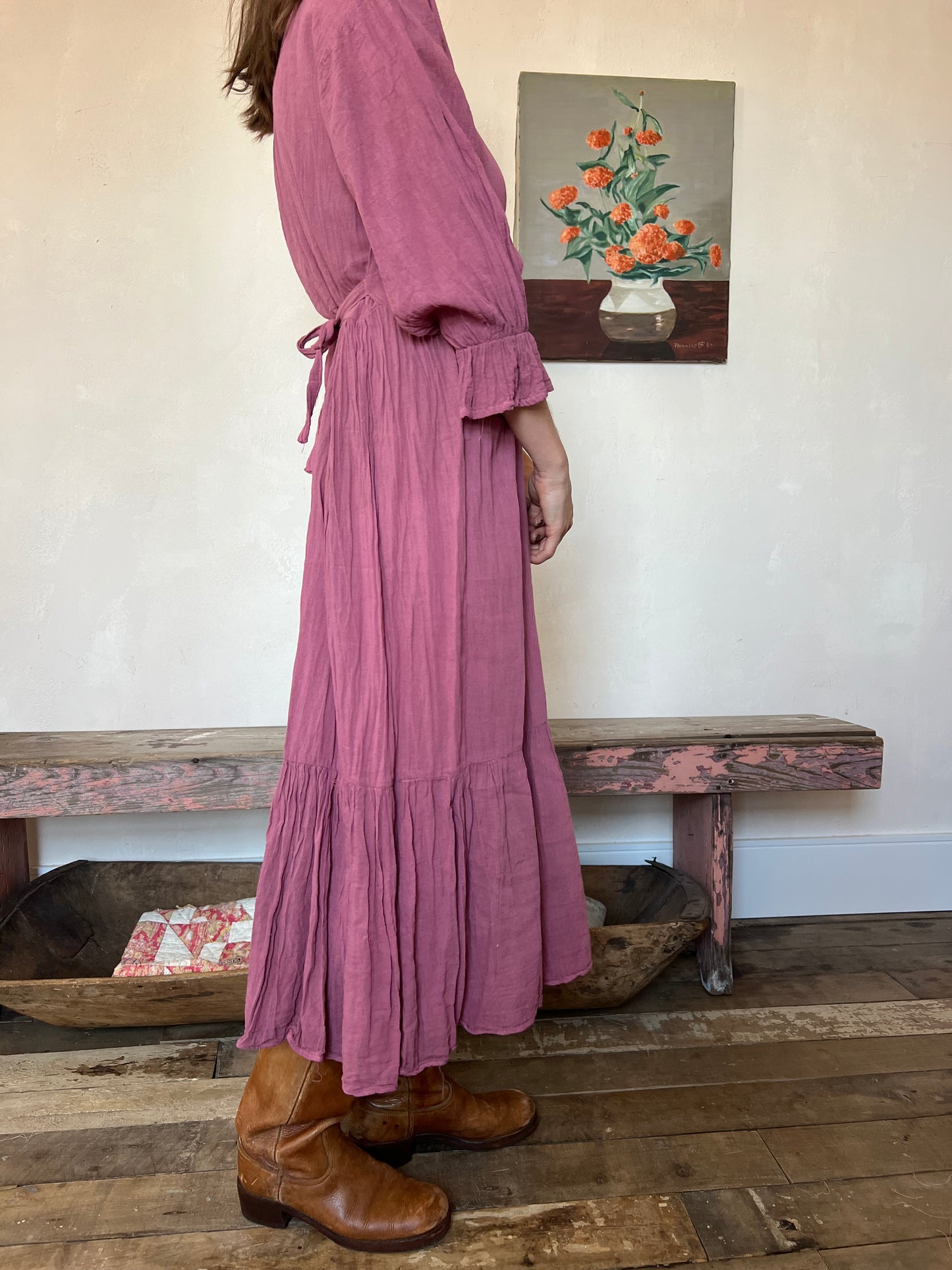 Oaxacan Frilly Dress in Berry
