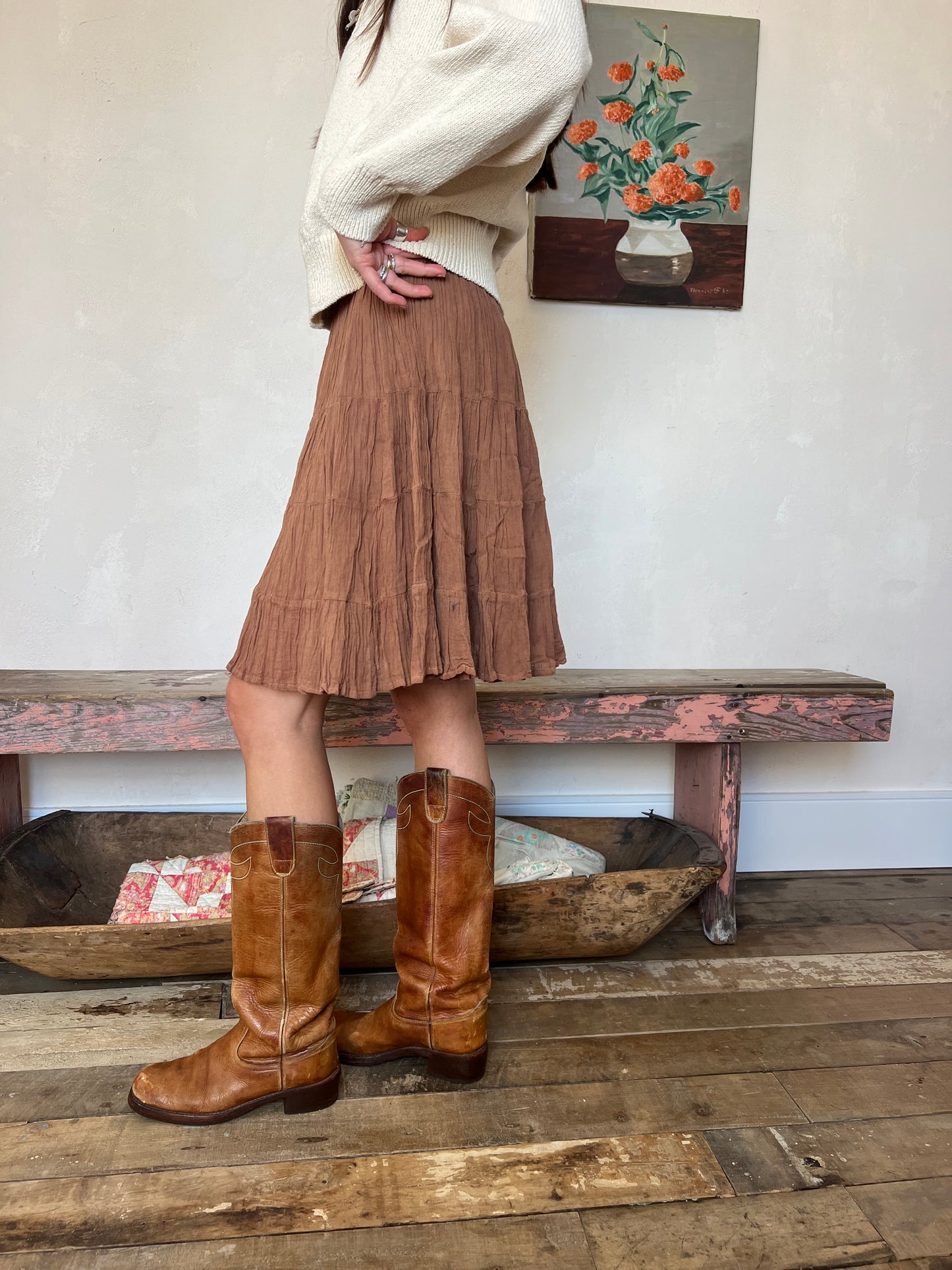 Oaxacan Copper Short Cotton Skirt
