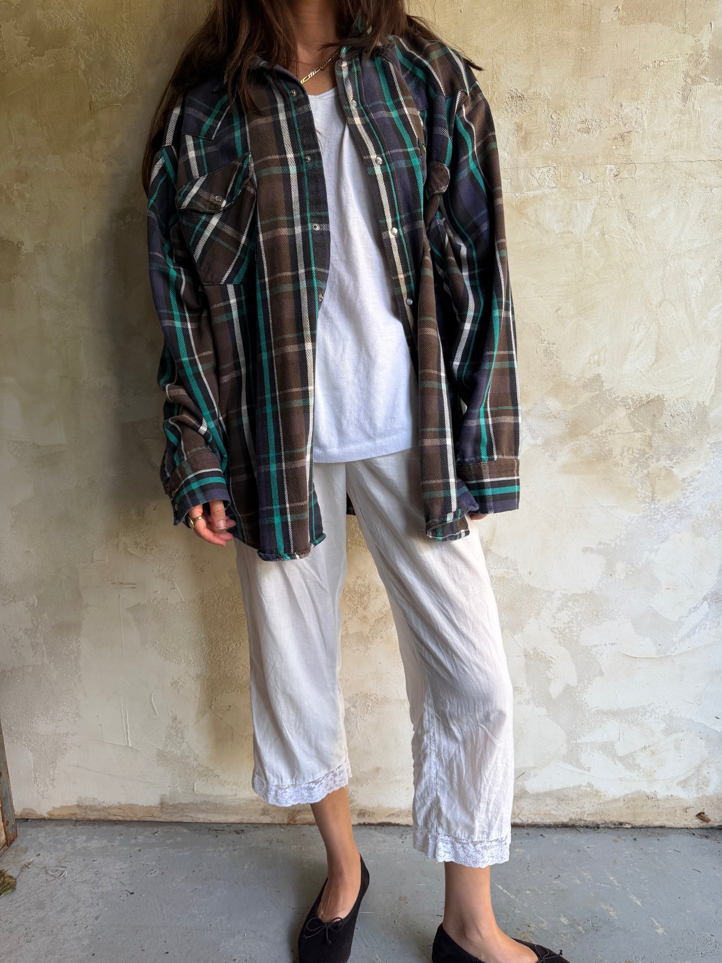 Brown + Blue Western Flannel