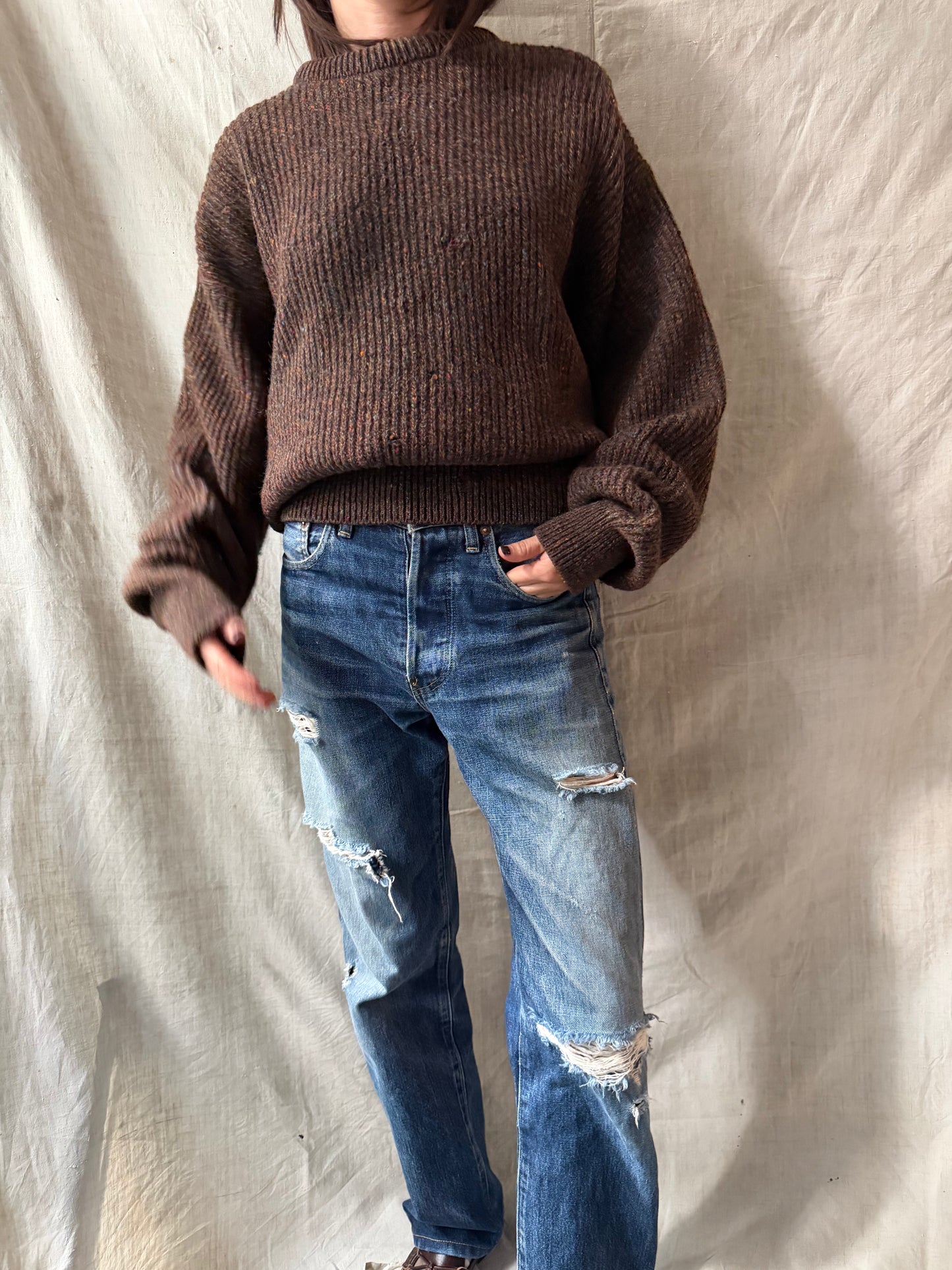 Brown Ribbed Sweater