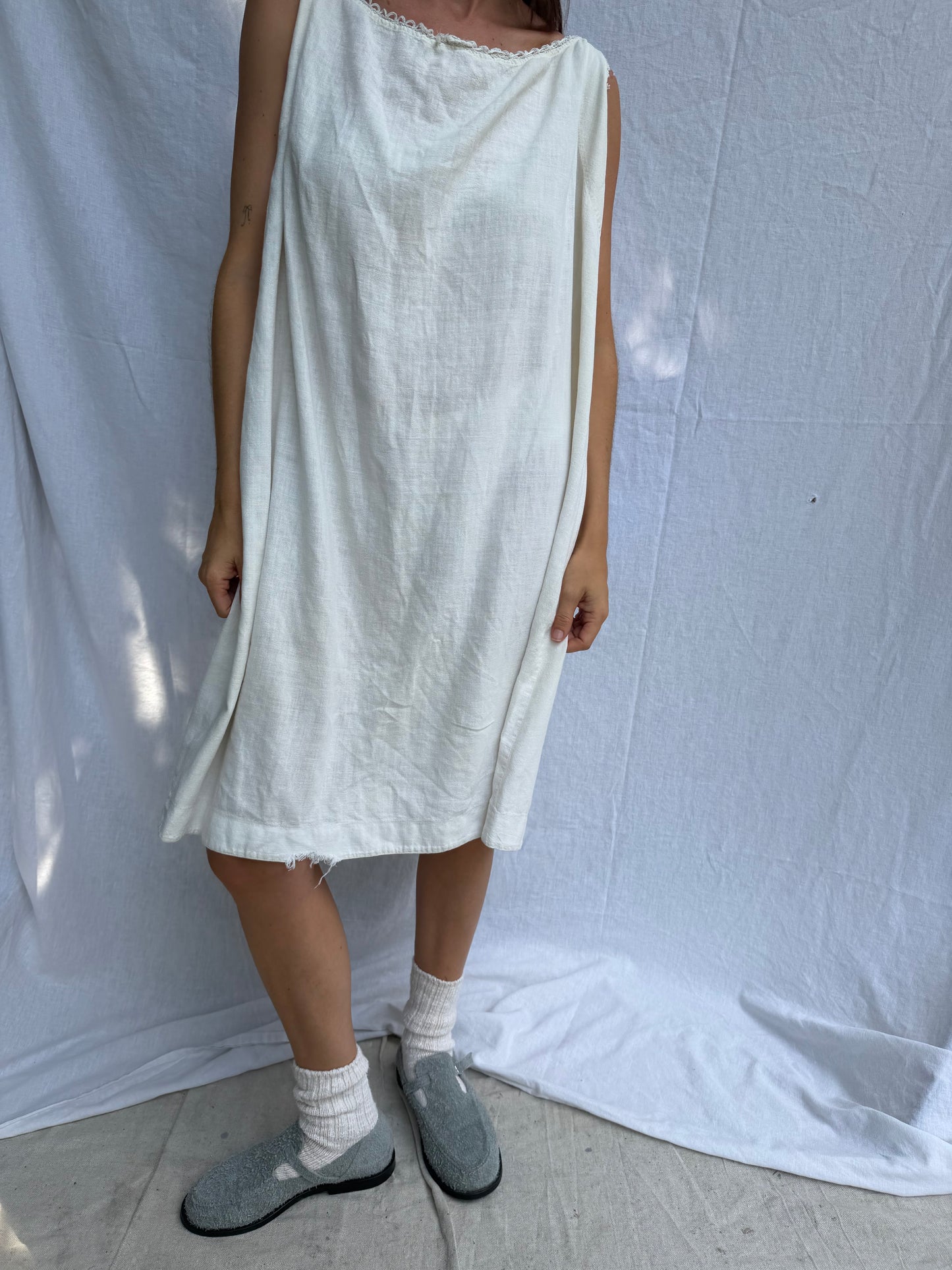 Off-White Victorian Cotton Smock with Bow