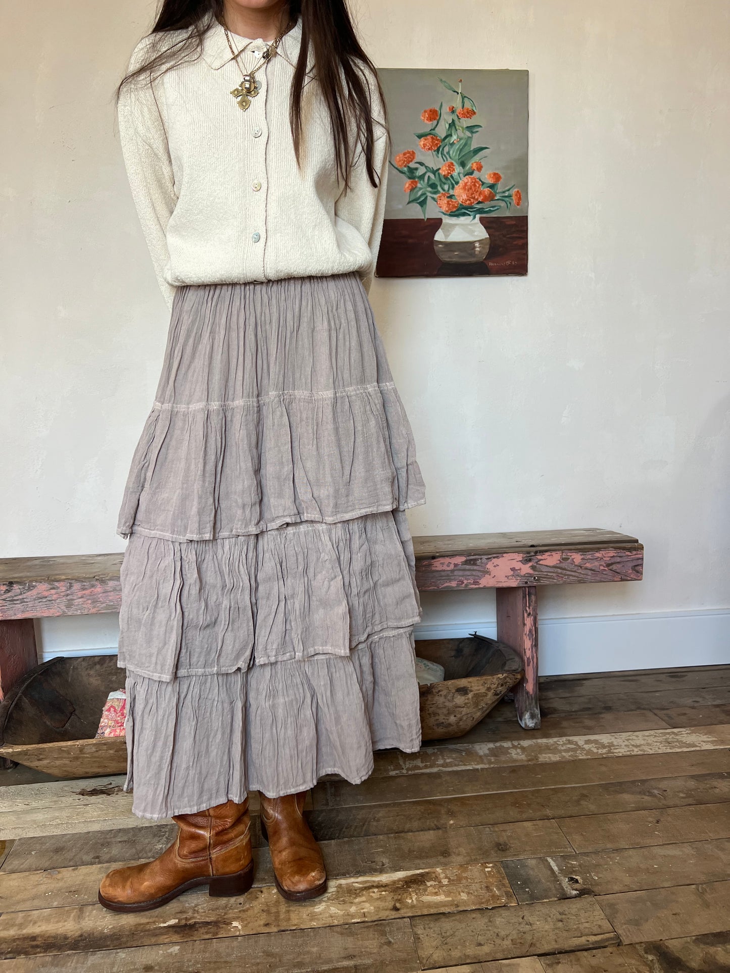 Oaxacan Stone Ruffle Skirt