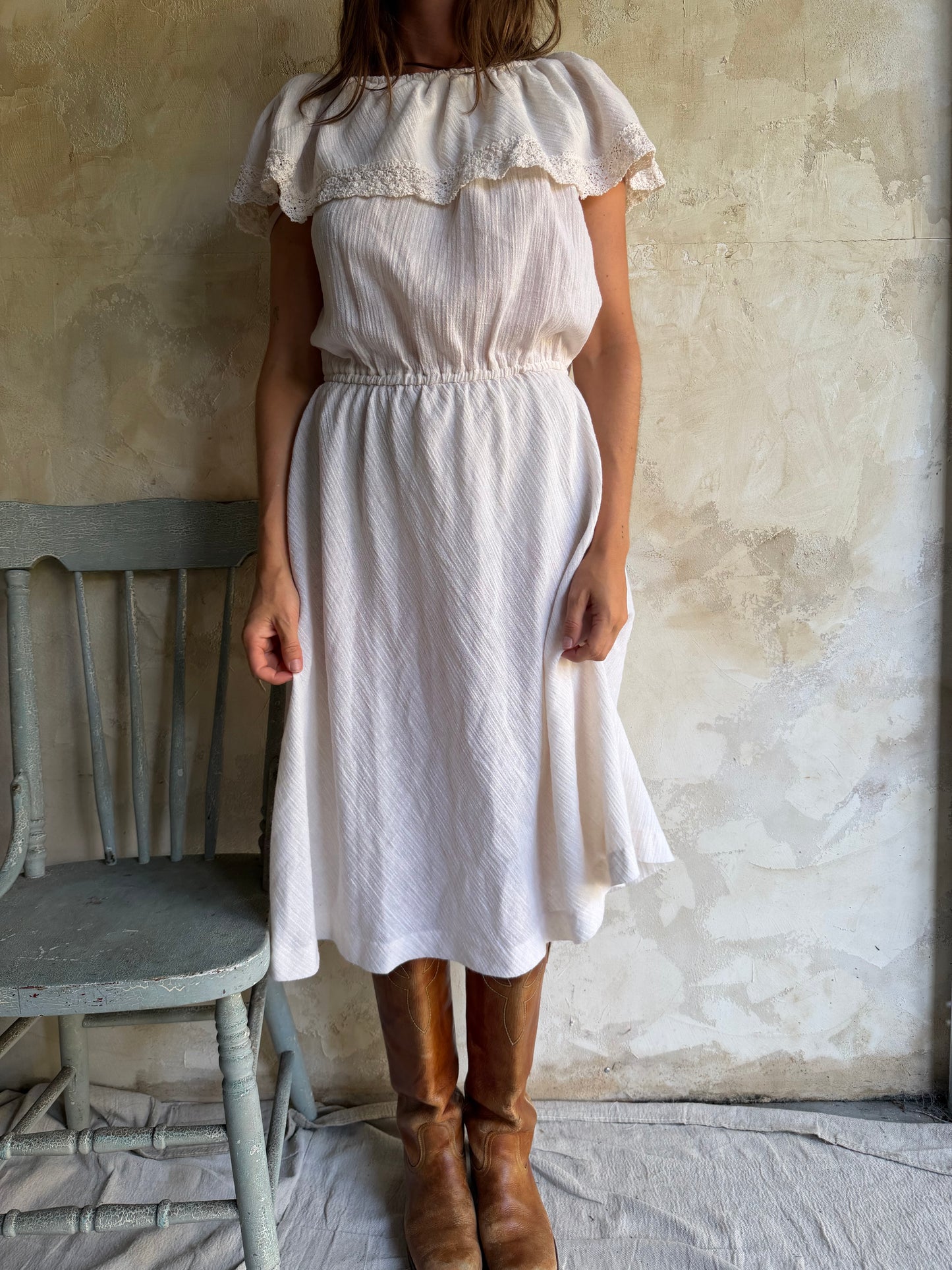 Gauzy Cotton Off-the-Shoulder Dress
