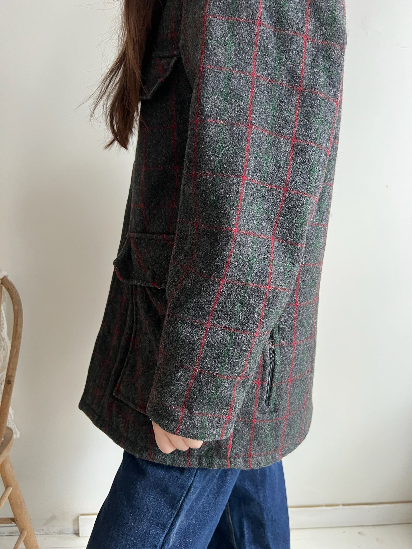 Charcoal Grey Wool Hooded Jacket