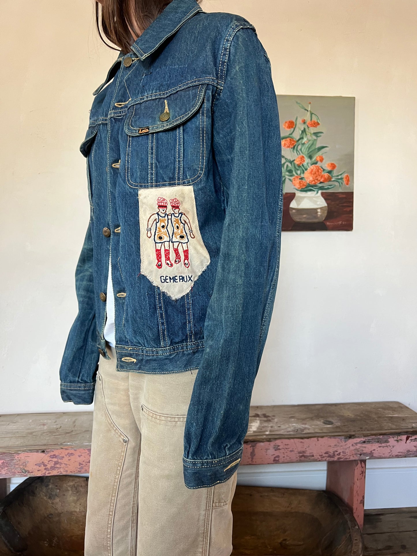 Patched Dark Denim Jacket