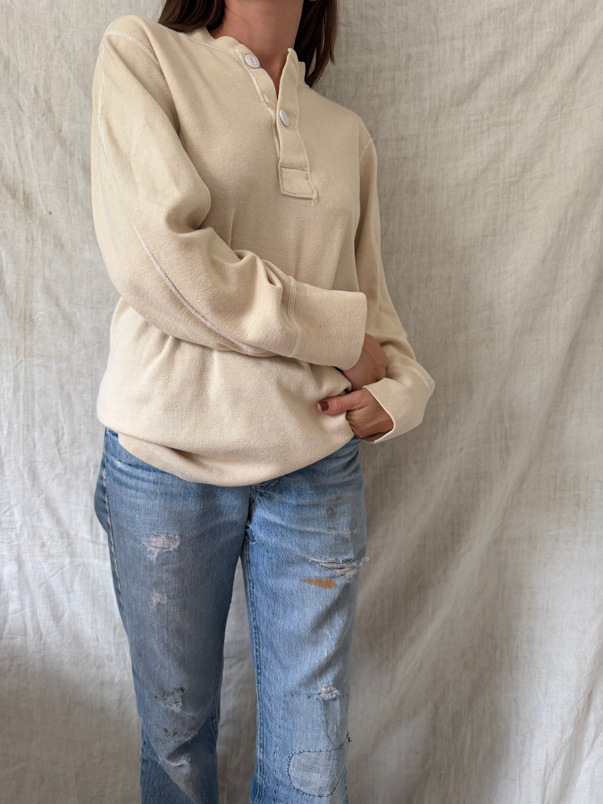 Cream Military Henley