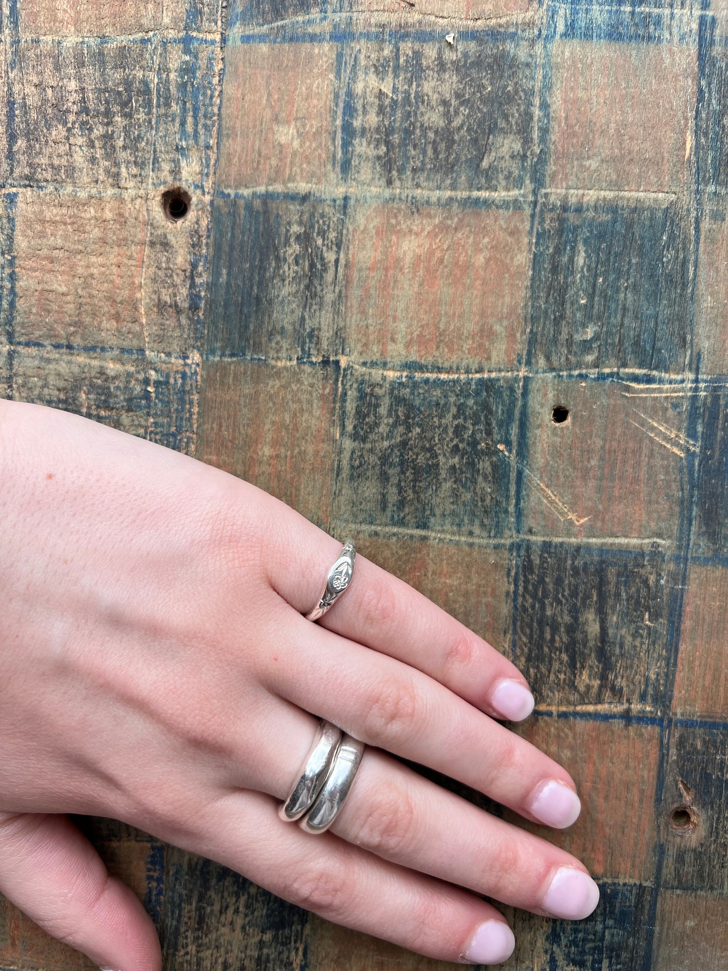 Tiny Signet Ring Engraved With Flowers by Rosalind Studio