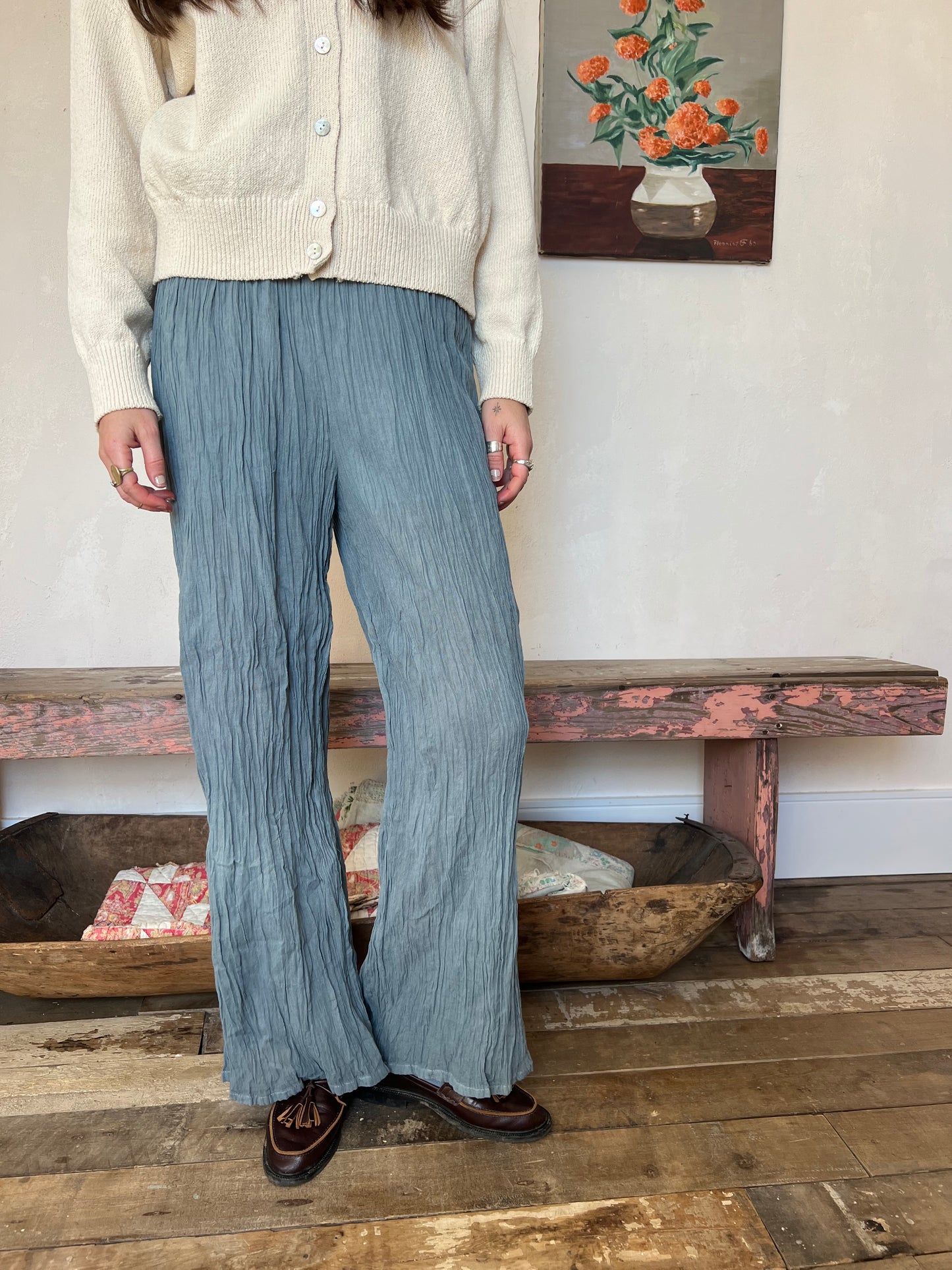 Oaxacan Grey Blue Cotton Pant