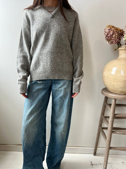 Heather Grey V Neck Sweater