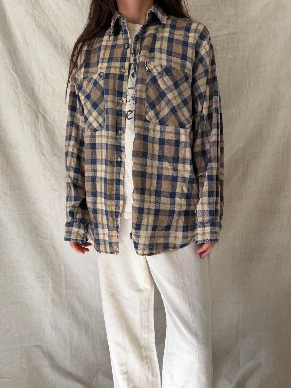 Super Thin Tan + Blue Flannel