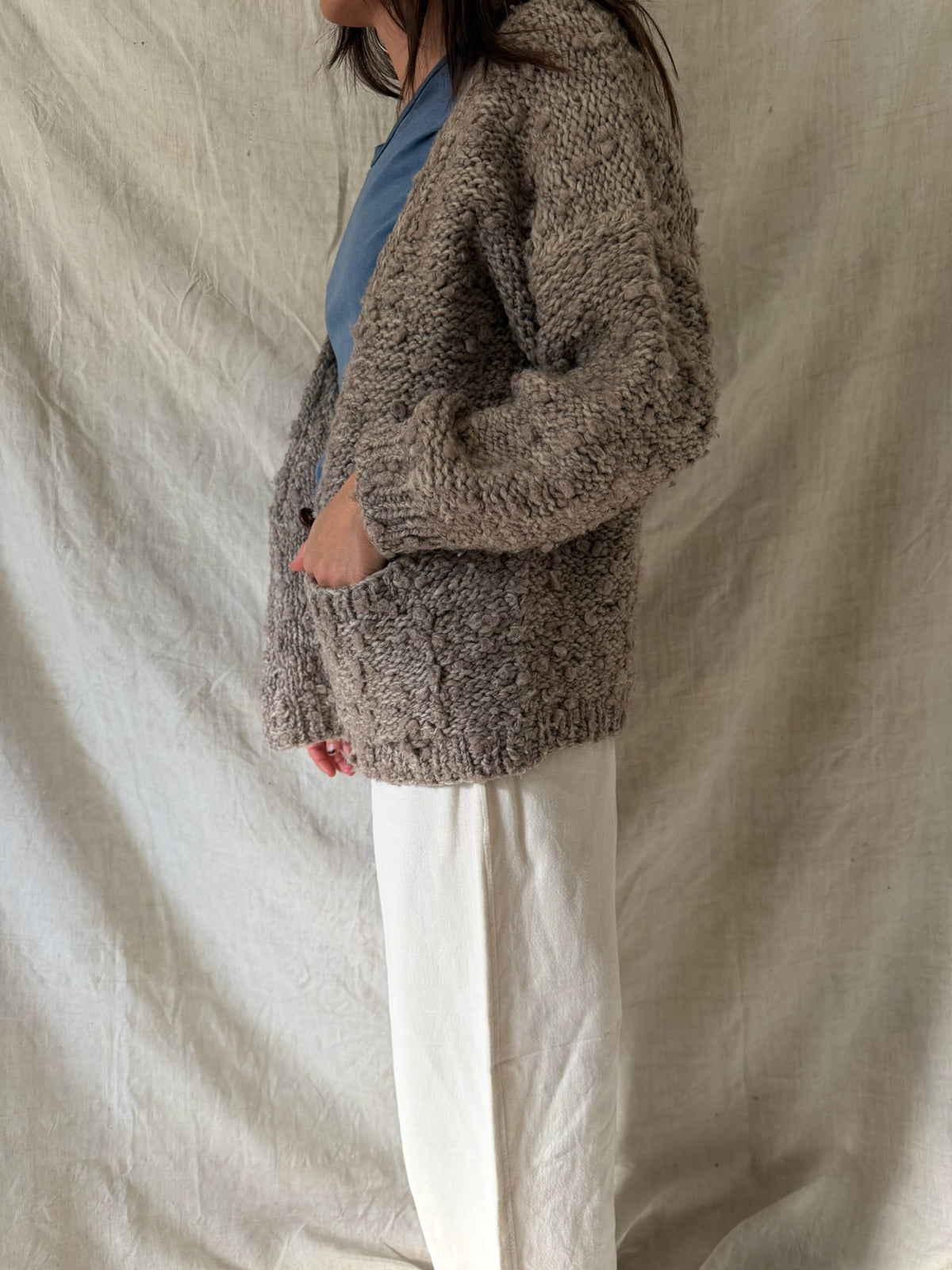 Chunky Fawn Knit Cardigan
