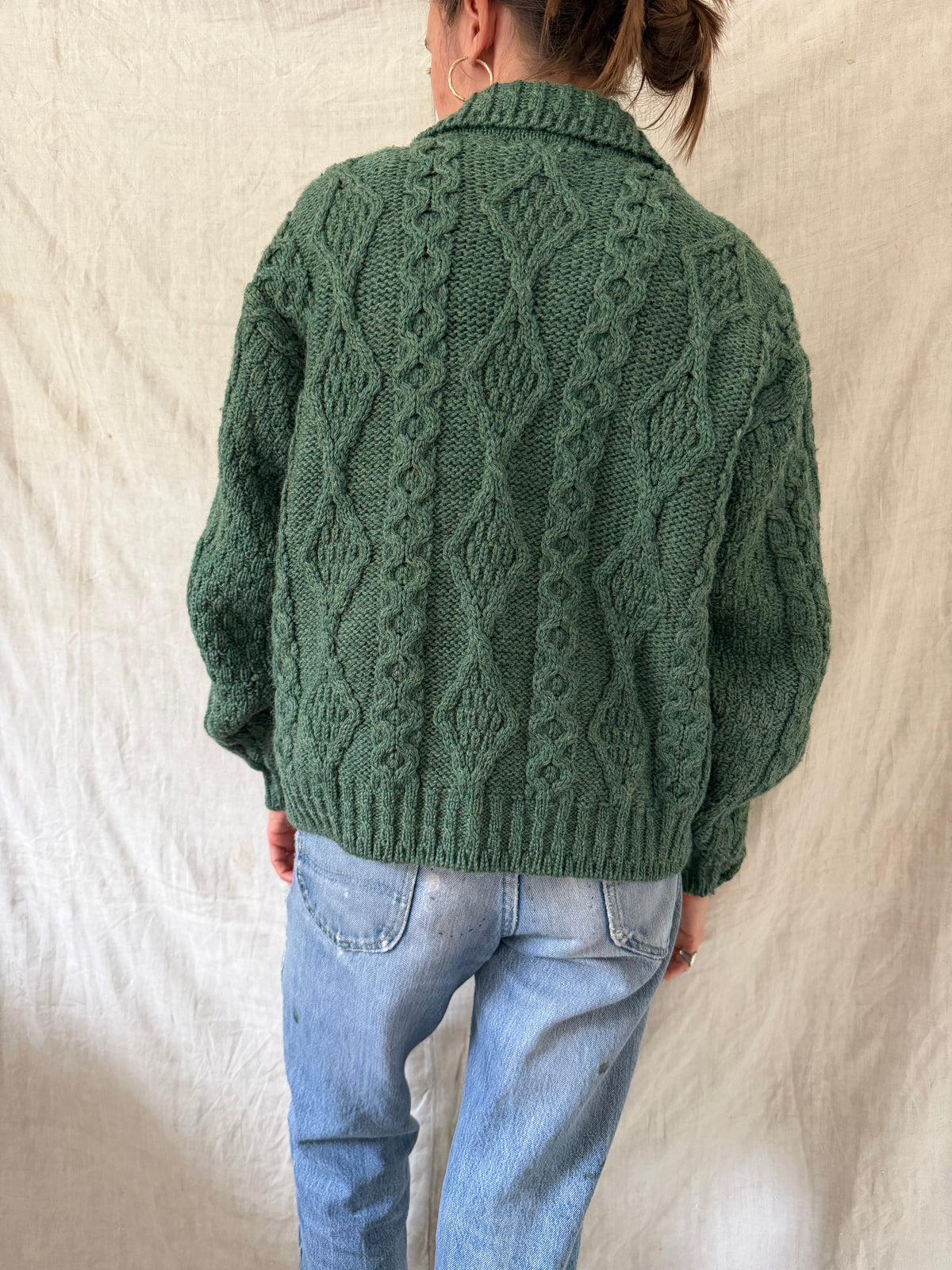 Green Irish Wool Cardigan