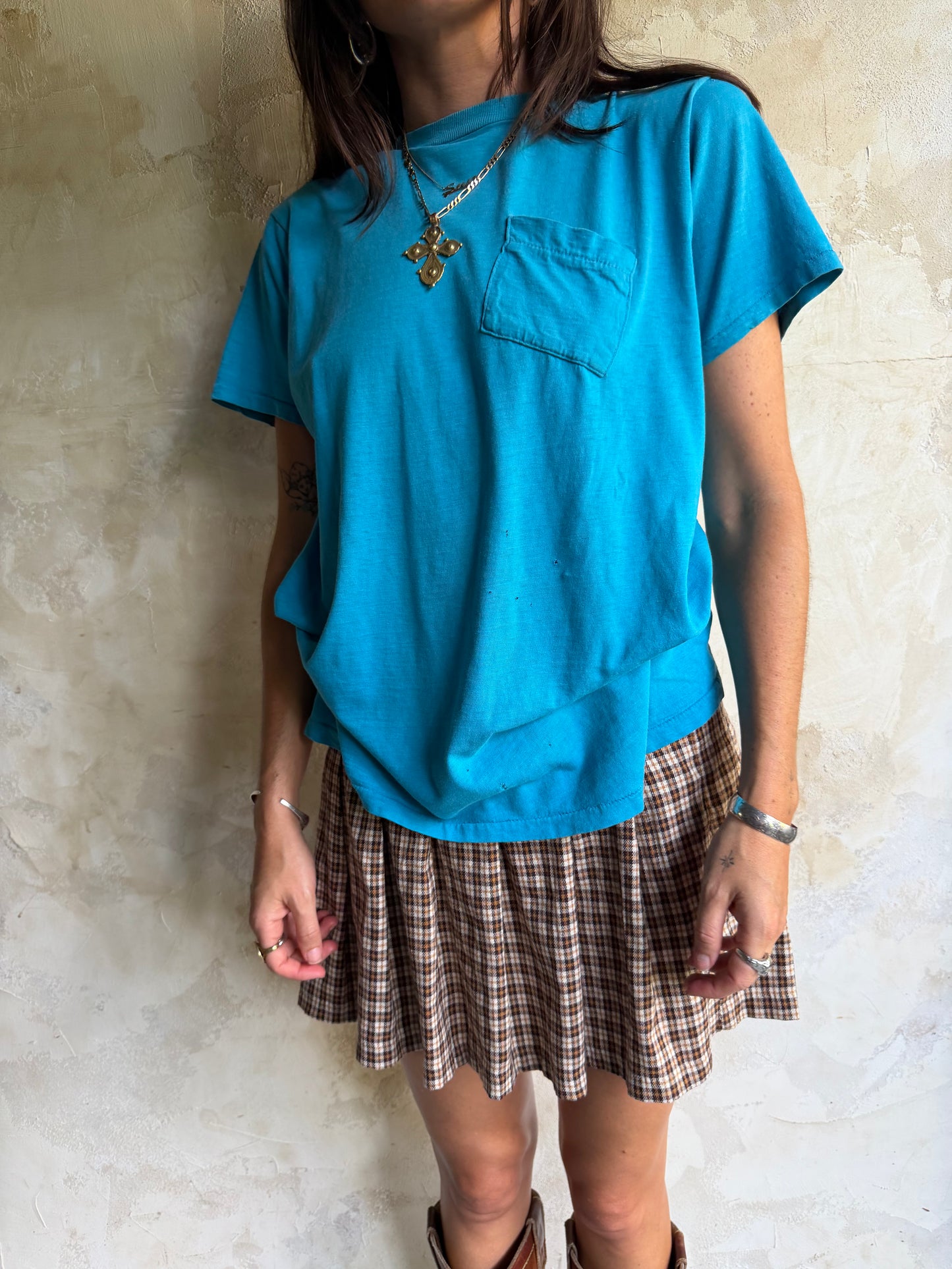 Thin Bright Blue Pocket Tee