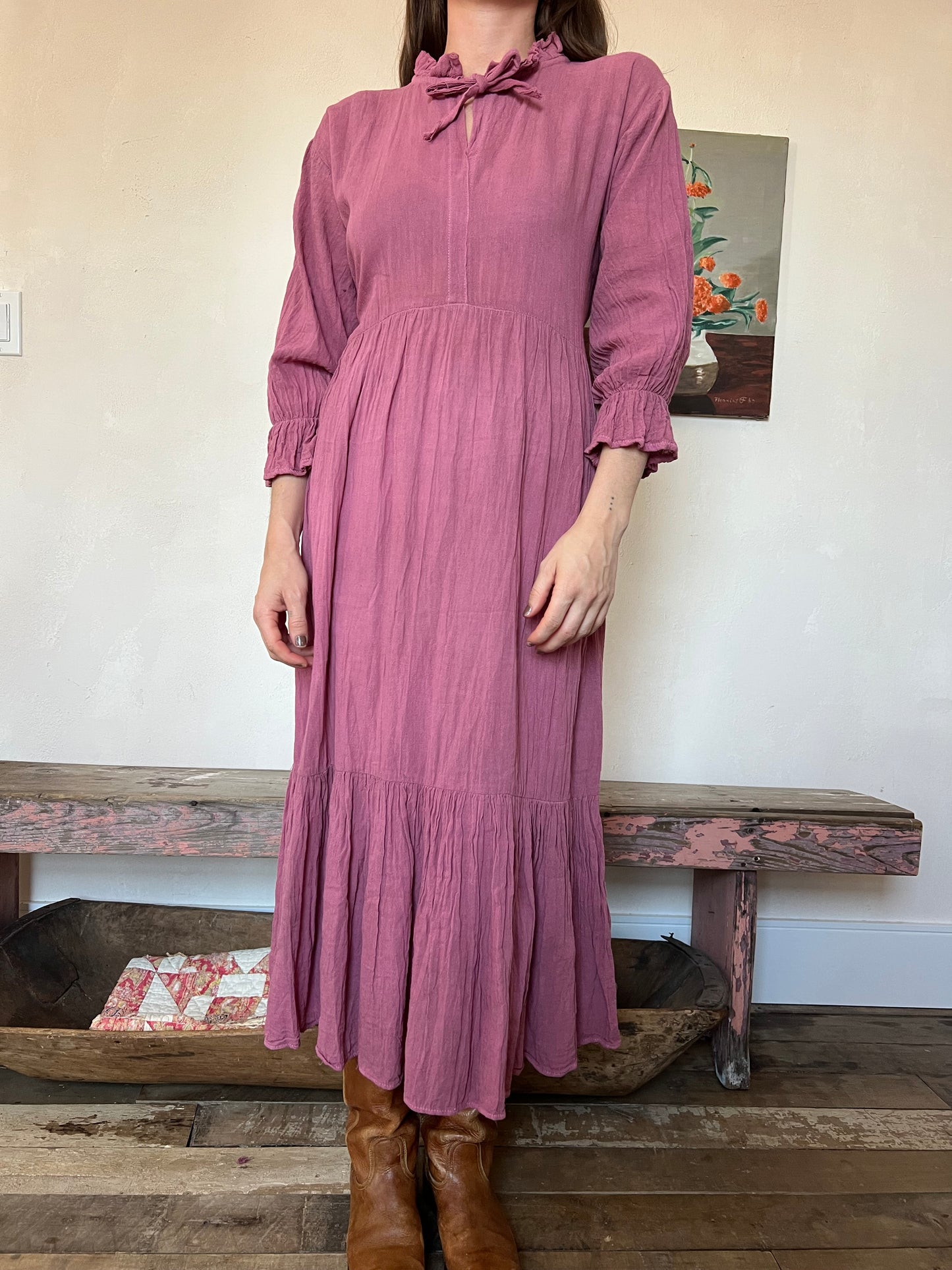 Oaxacan Frilly Dress in Berry