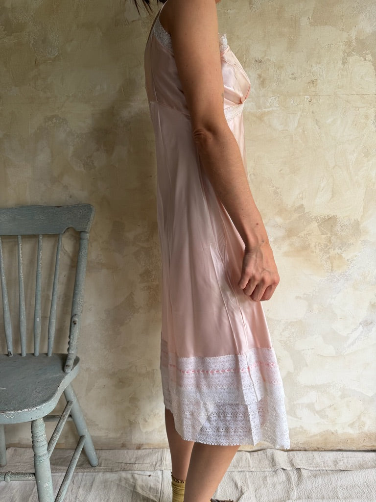Italian Satin Baby Pink Slip Dress