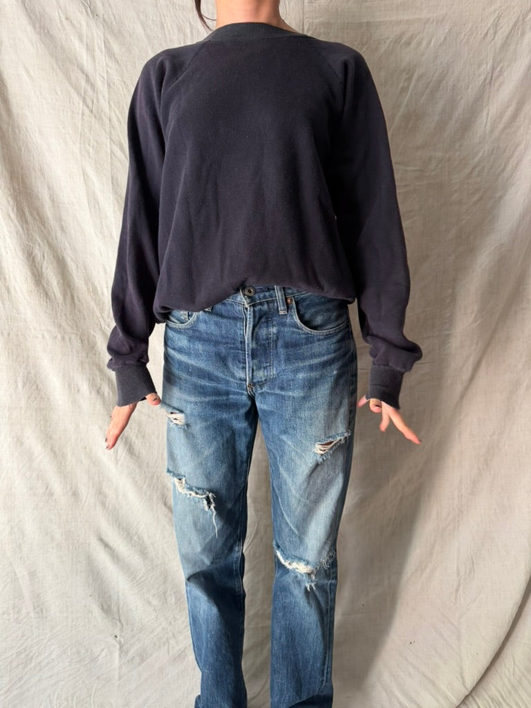 Faded Black + Navy Crewneck