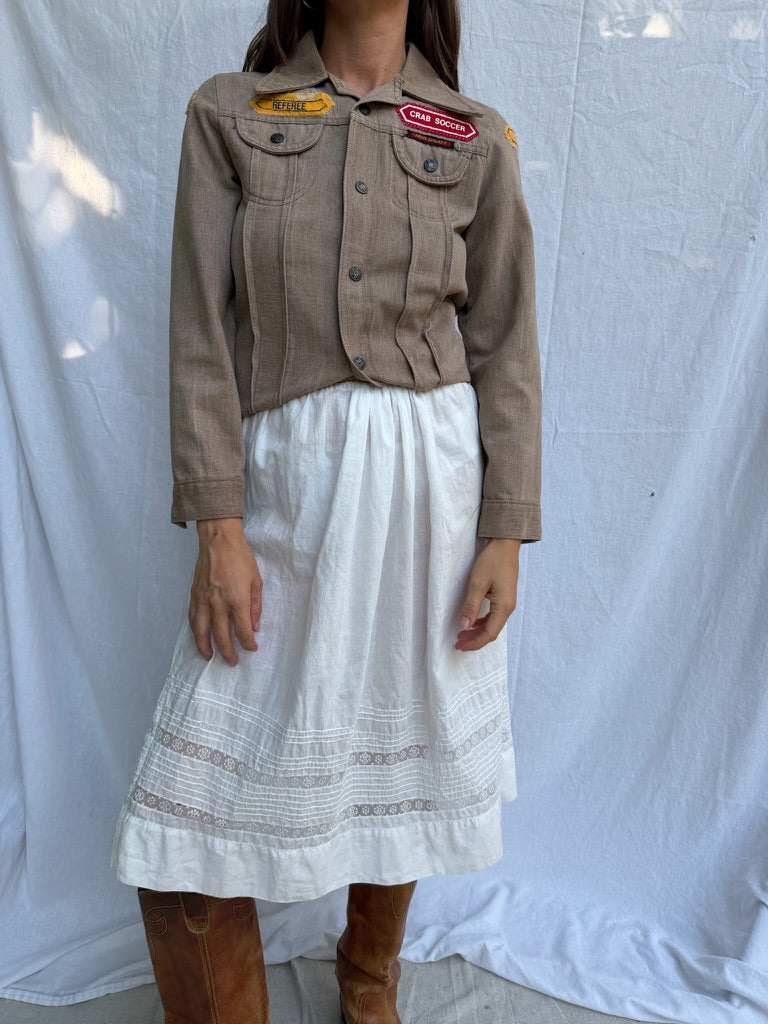 1970s Patched Fawn Shacket