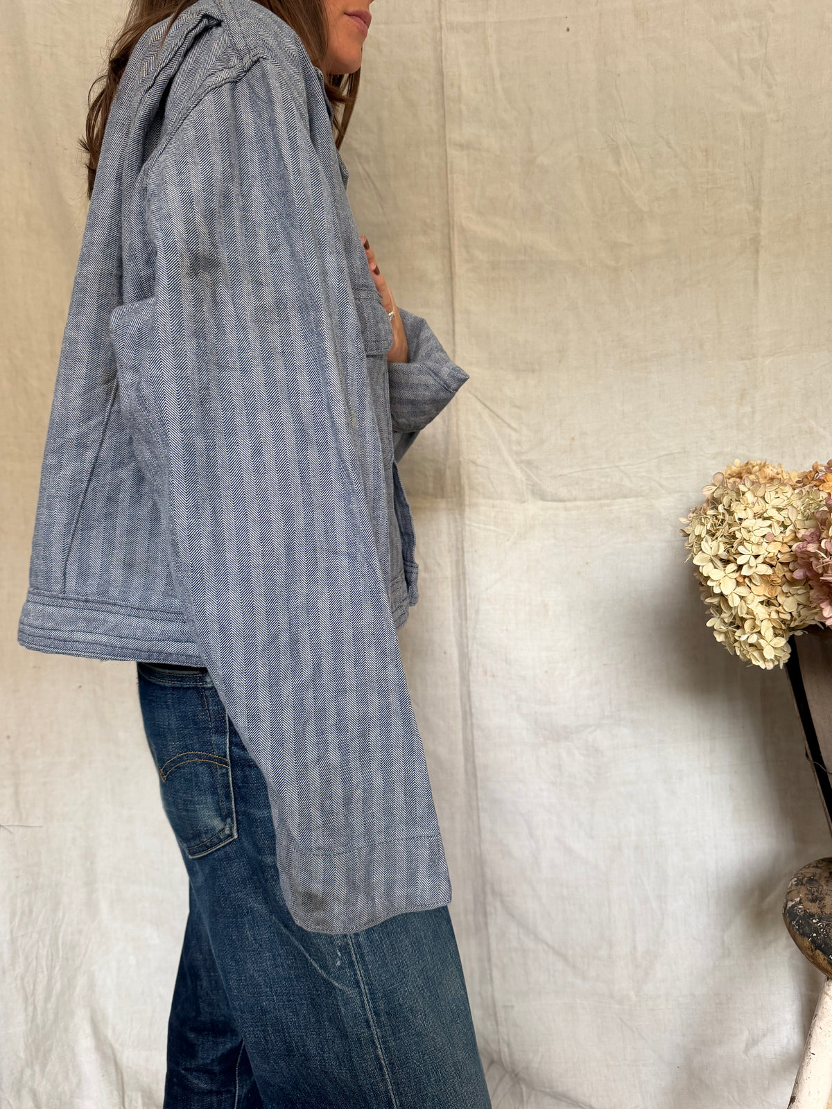 Twill Cropped Coveralls Jacket
