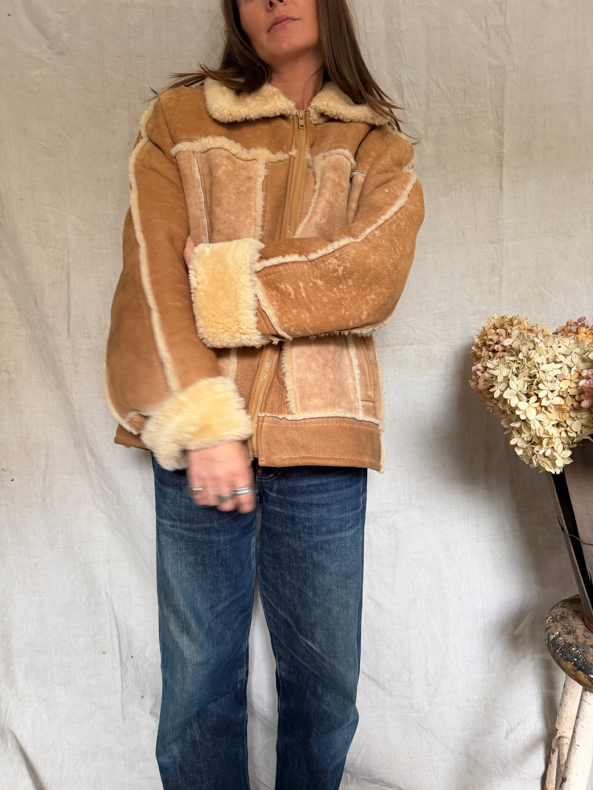 Genuine Shearling Zip-Up Jacket