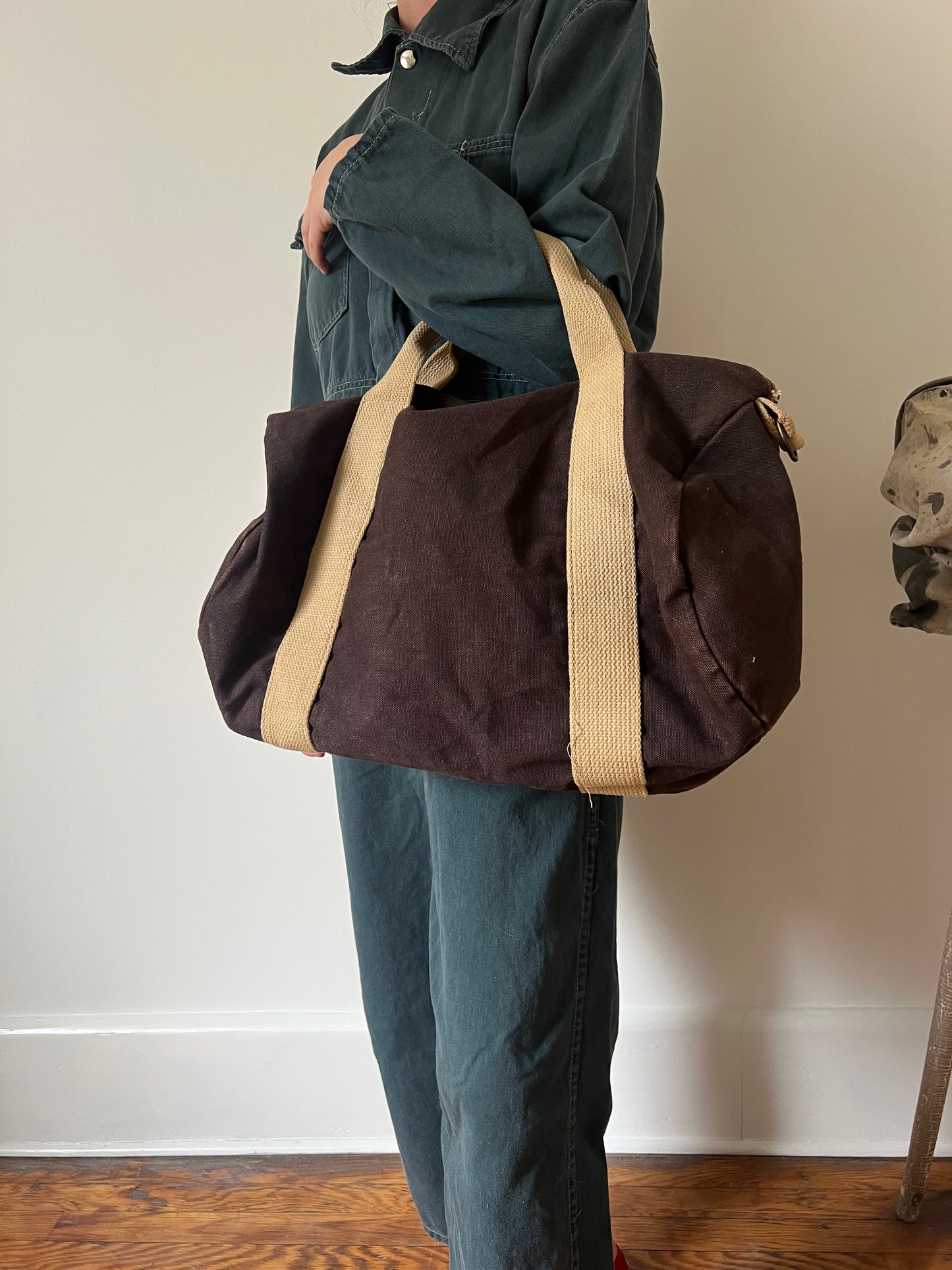 Two Toned Brown Canvas Bag