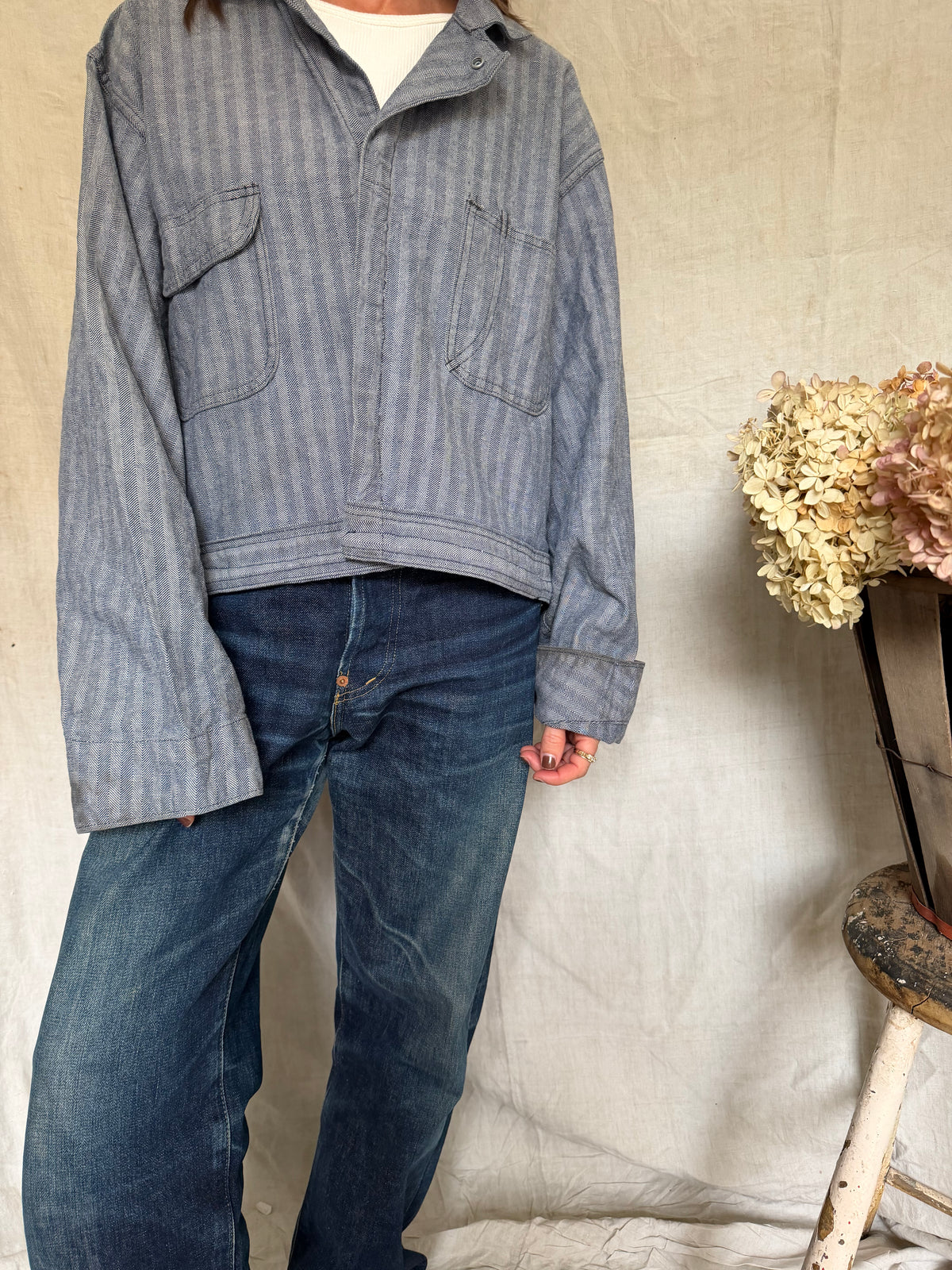 Twill Cropped Coveralls Jacket