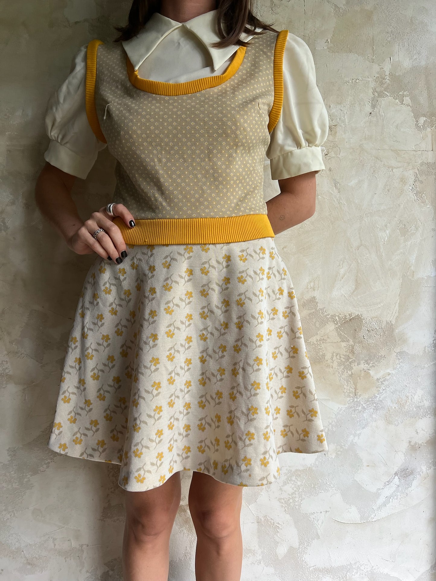 Yellow 70s Floral Dress