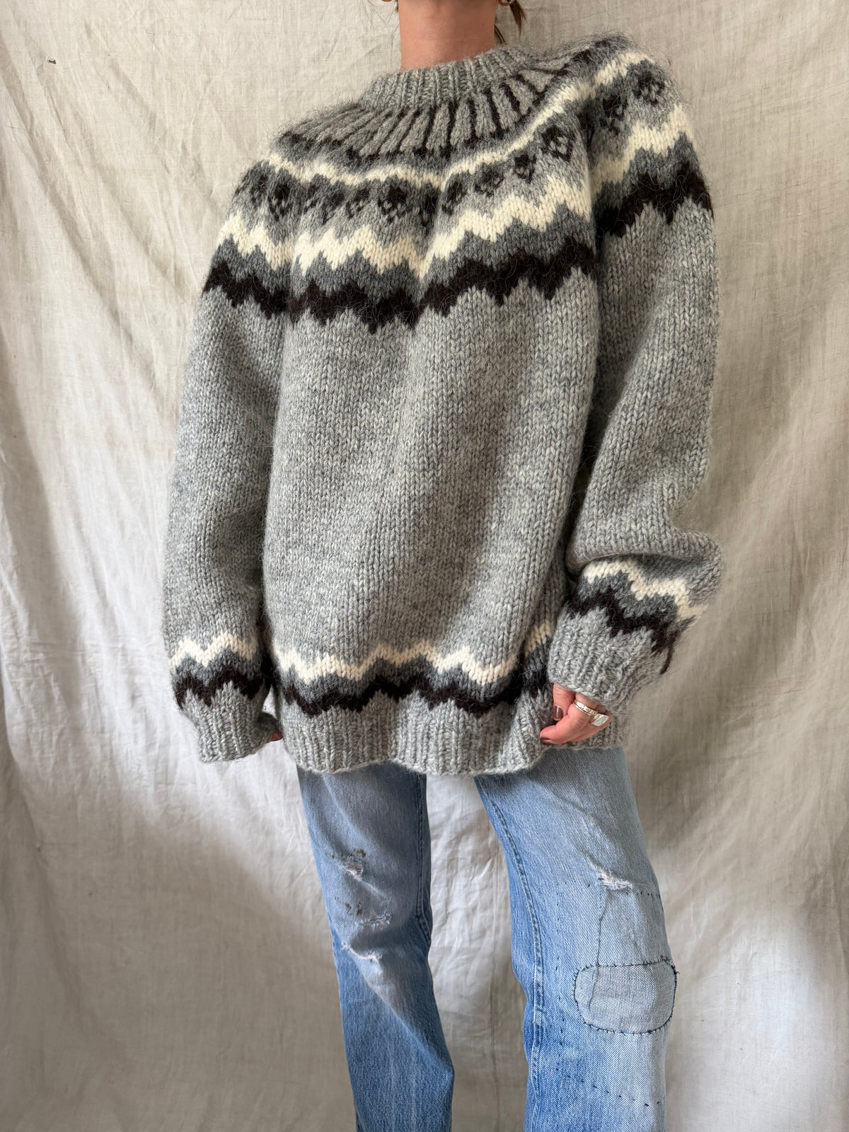 Brown and Grey Icelandic Wool Sweater