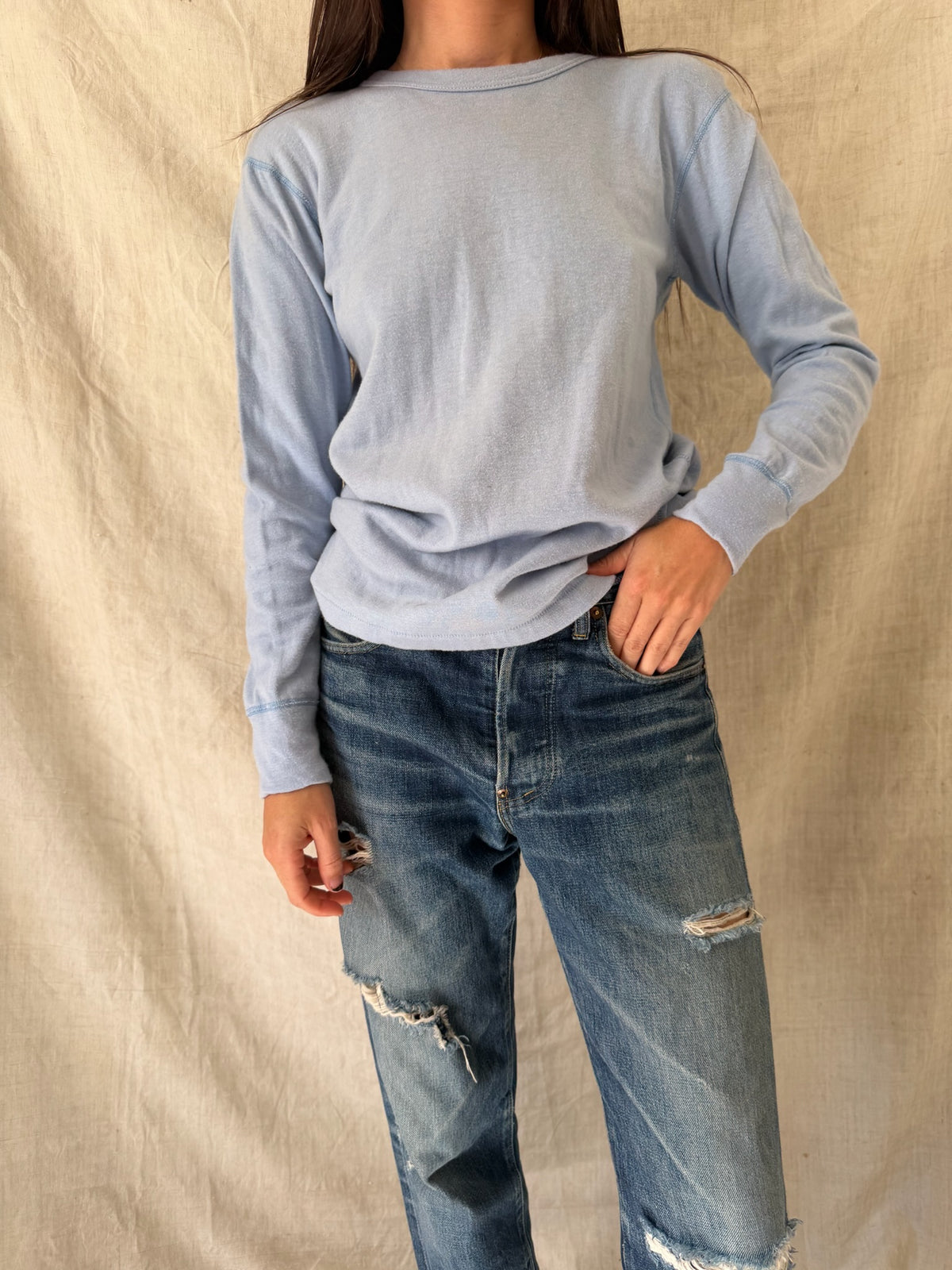 Baby Blue Duofold Henley