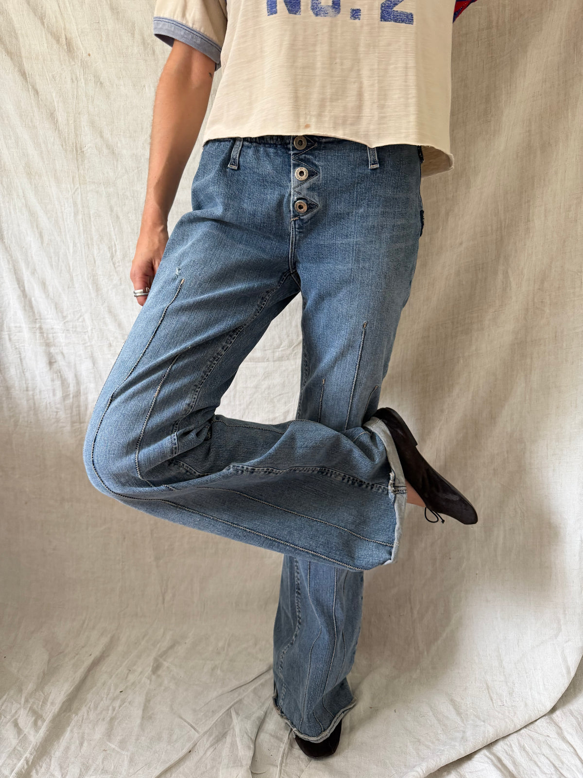 Low Rise Denim Flares