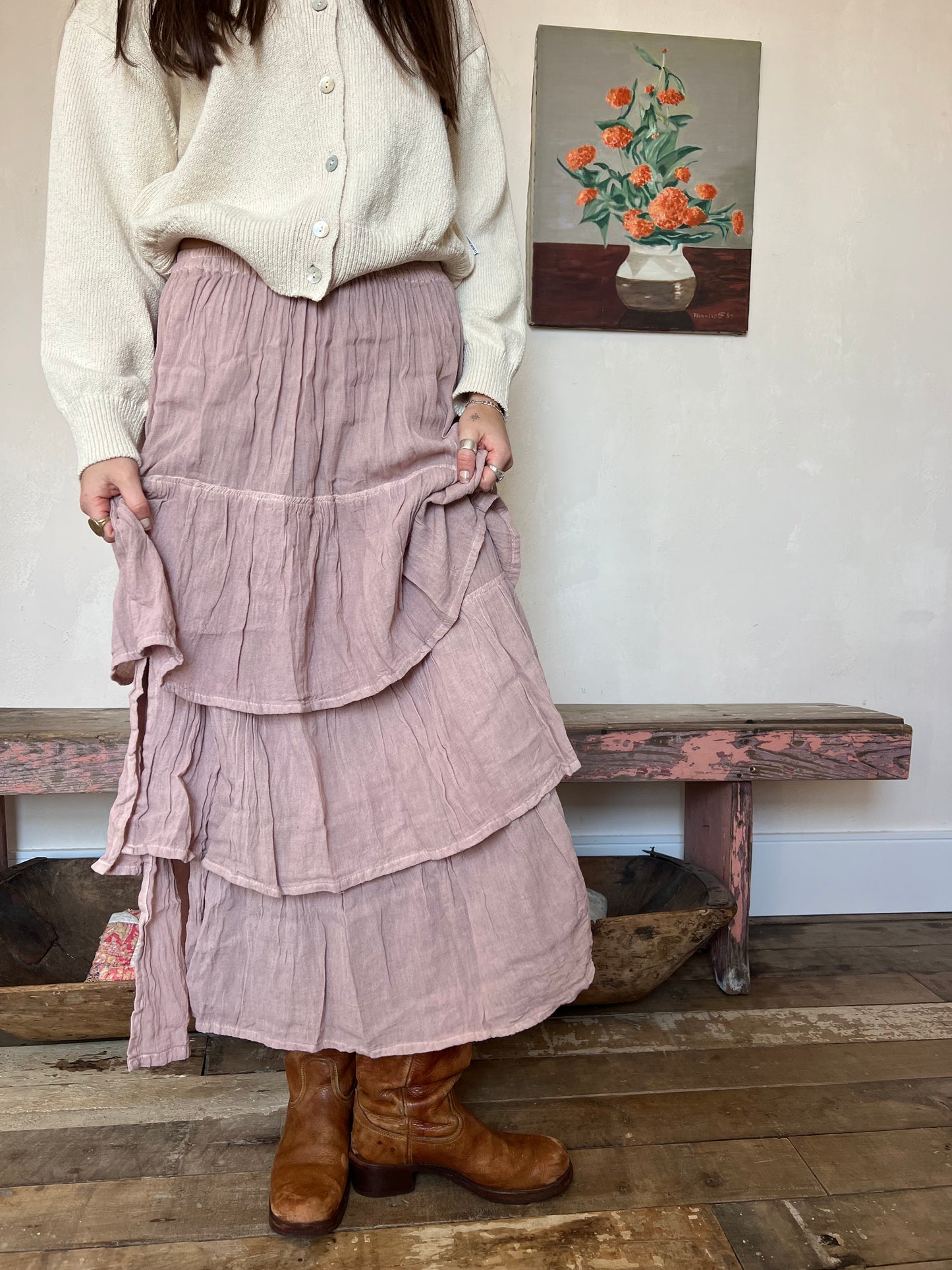 Oaxacan Rose Quartz Ruffle Skirt