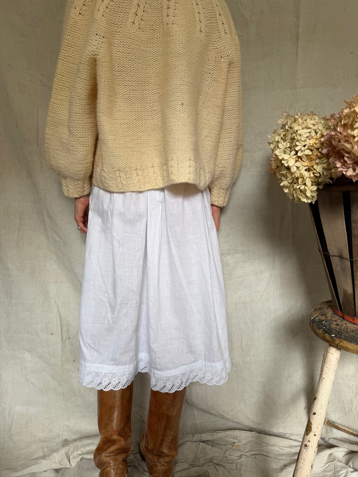Antique White Cotton Slip Skirt
